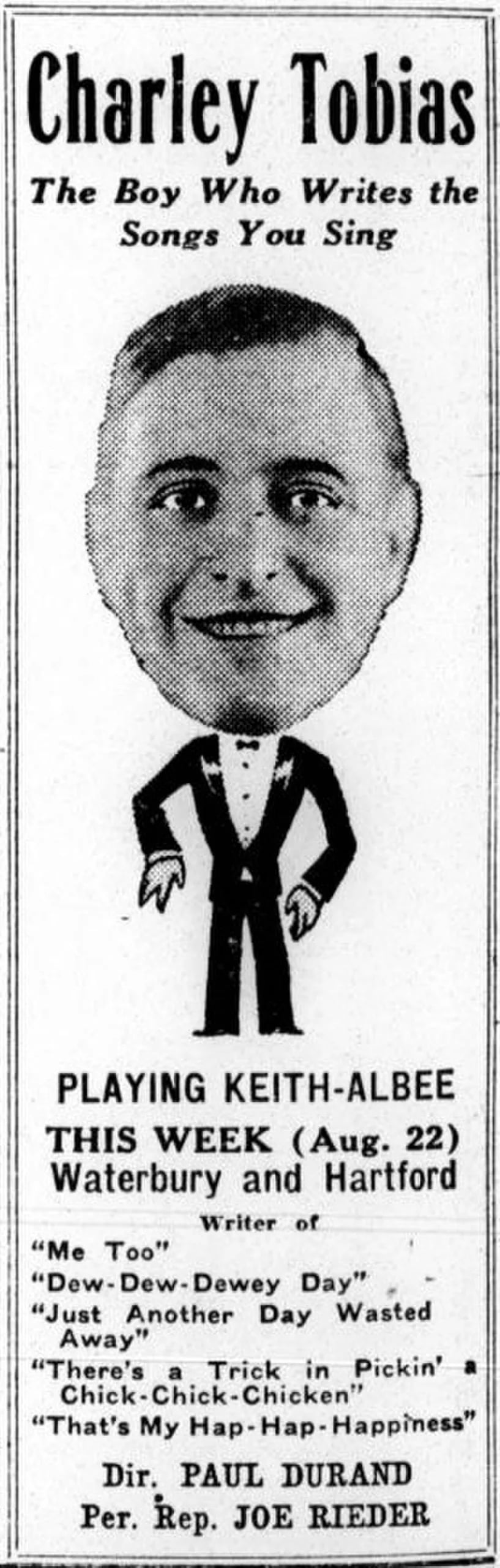 Portrait of Charles Tobias (1898–1970) – memorial page