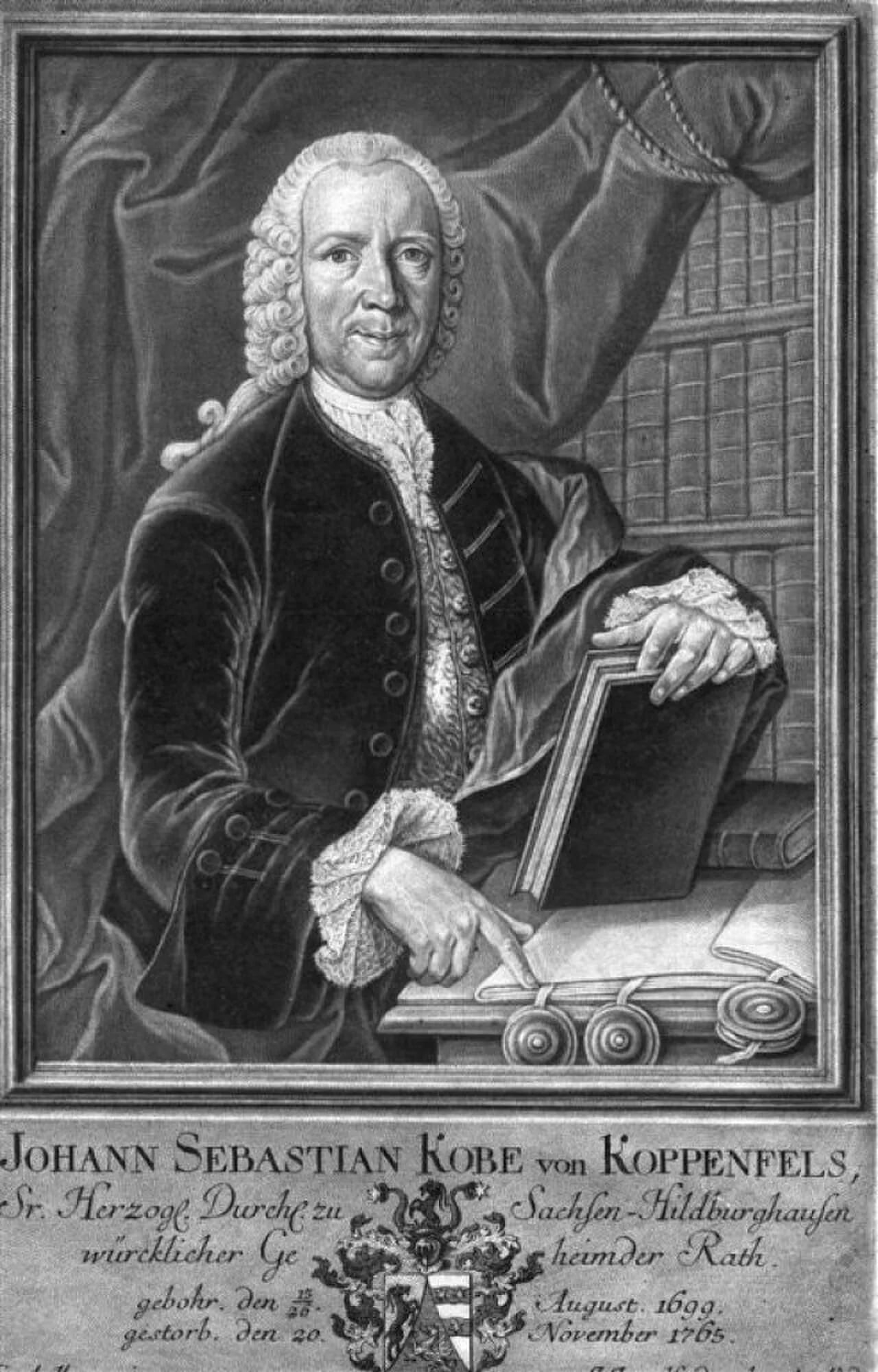 Porträt von Johann Sebastian Kobe von Koppenfels (1699–1765) – Gedenkseite