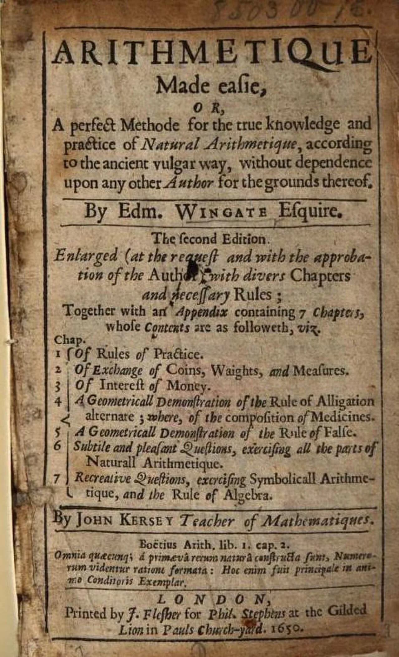 Portrait of Edmund Wingate (1596–1656) – memorial page