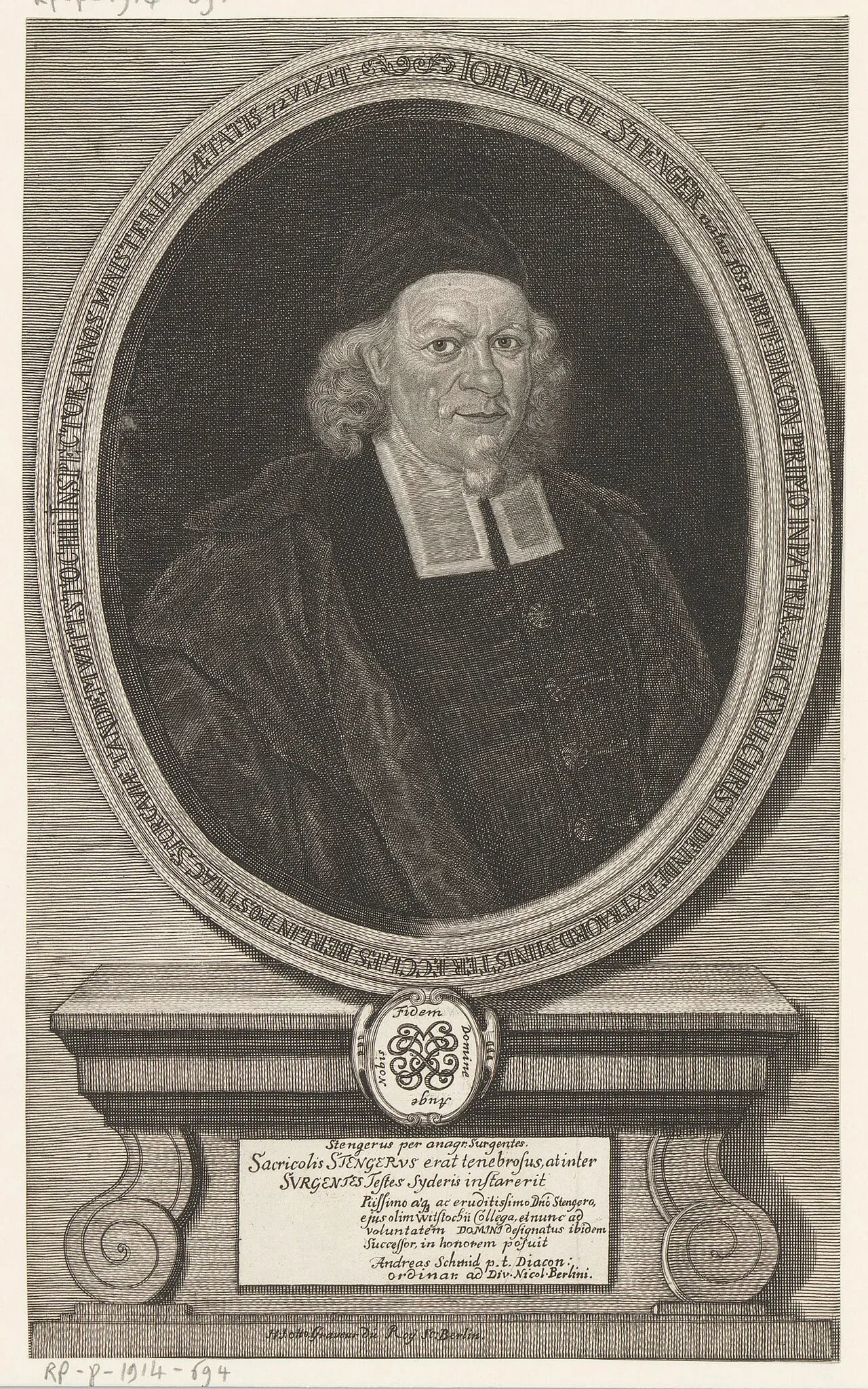Porträt von Johann Melchior Stenger (1638–1710) – Gedenkseite