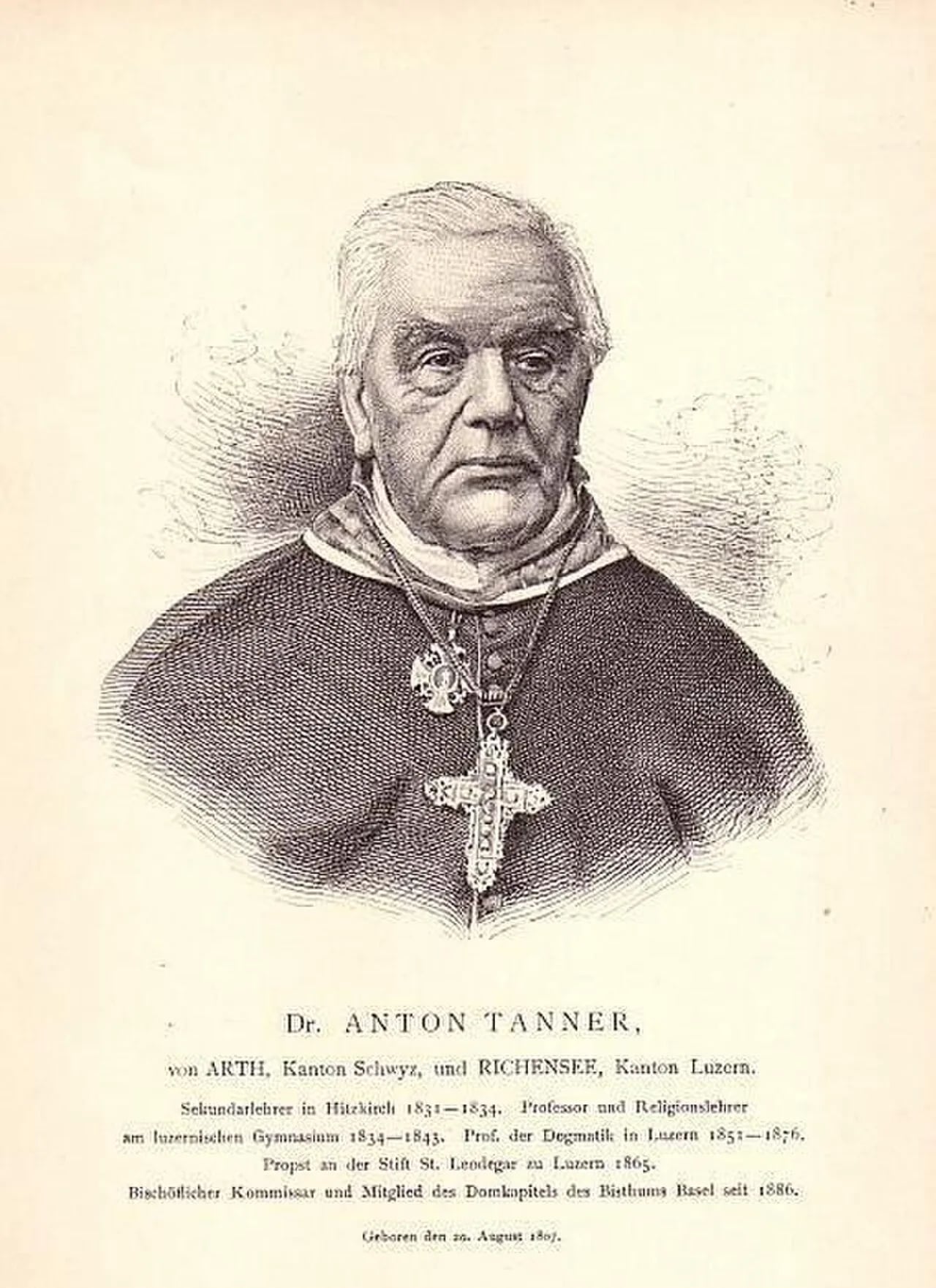 Porträt von Anton Tanner (1807–1893) – Gedenkseite