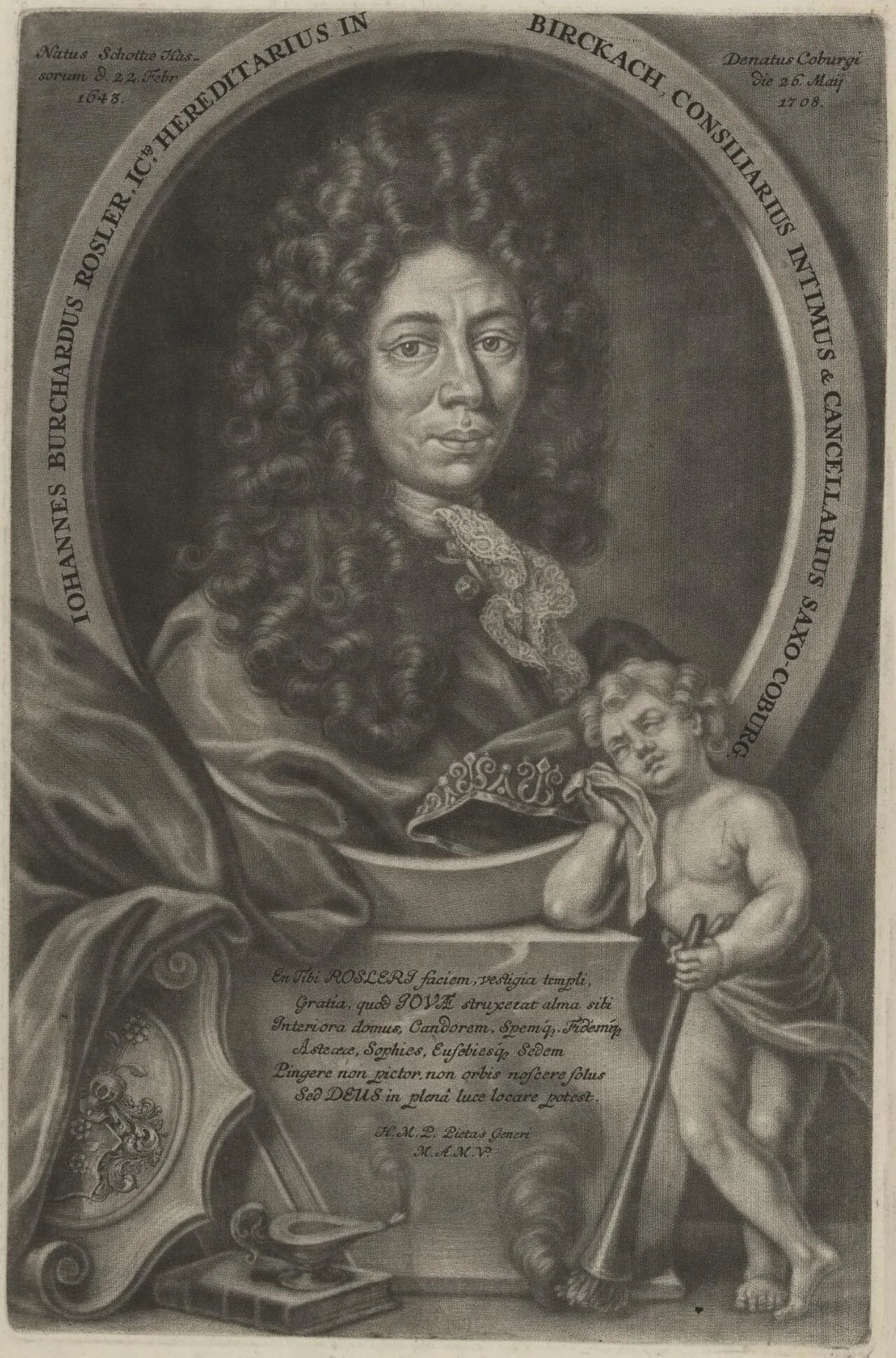 Porträt von Johann Burckard Rosler (1643–1708) – Gedenkseite