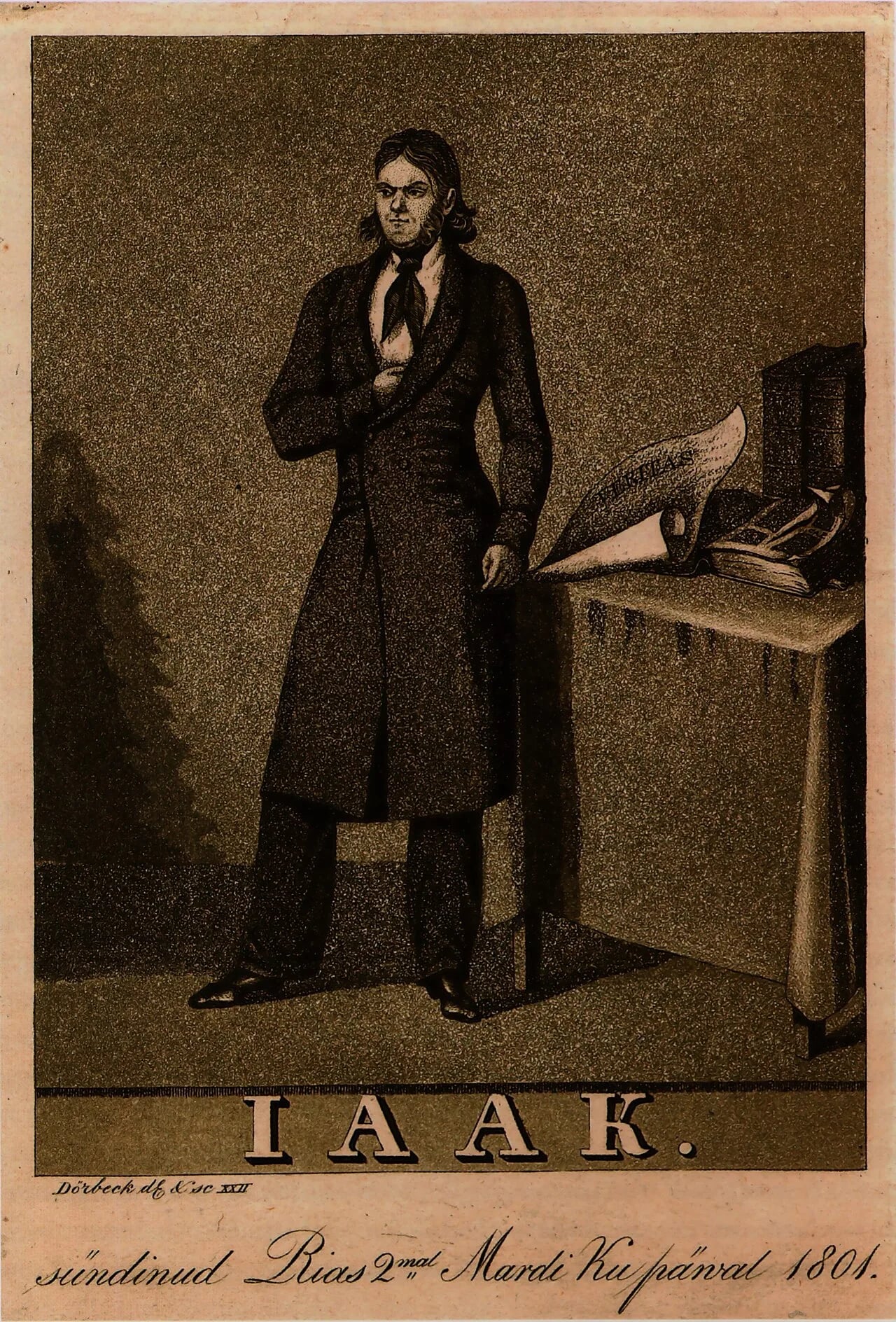Porträt von Kristian Jaak Peterson (1801–1822) – Gedenkseite
