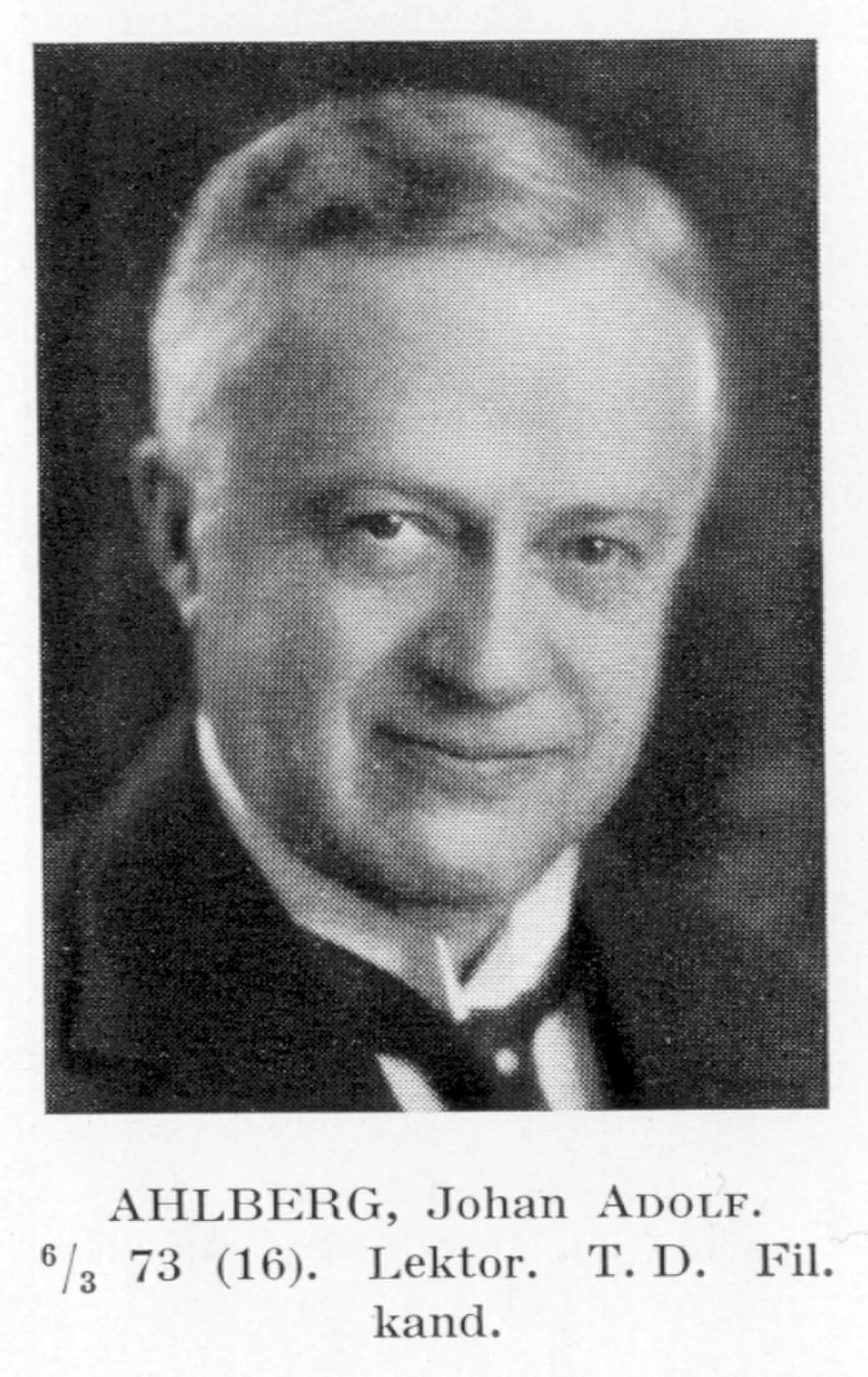 Porträt von Adolf Ahlberg (1873–1967) – Gedenkseite