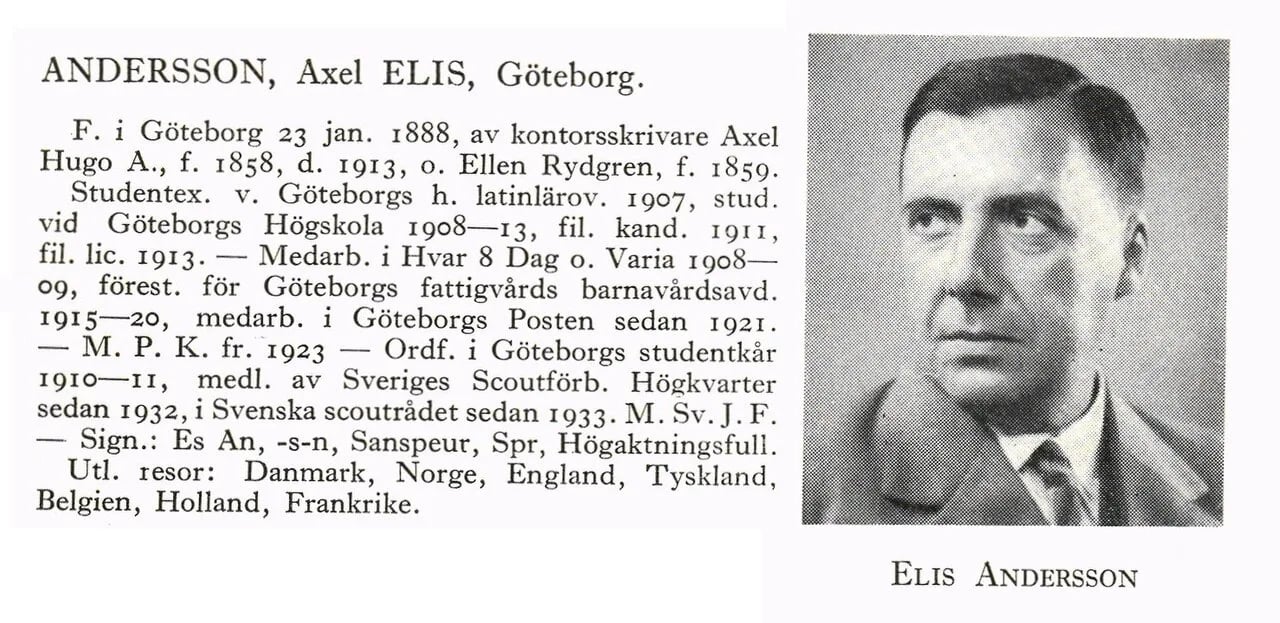 Portrait of Elis Andersson (1888–1967) – memorial page