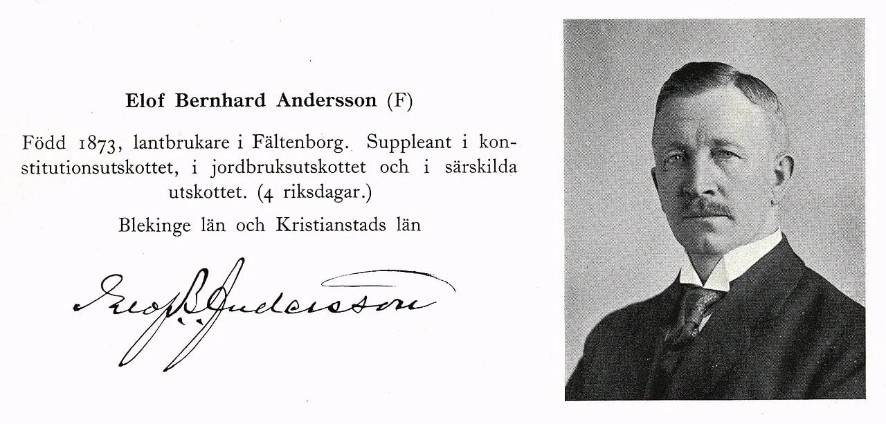 Porträt von Elof Andersson (1873–1940) – Gedenkseite