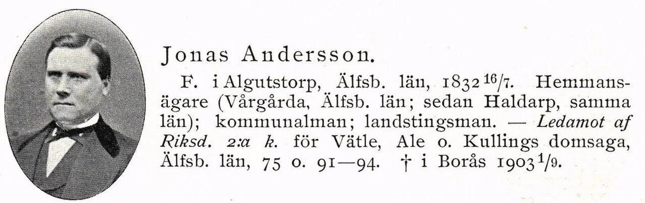 Porträt von Jonas Andersson (1832–1903) – Gedenkseite
