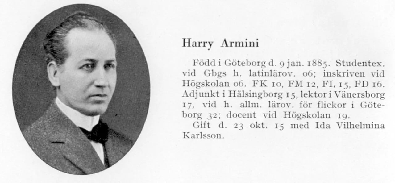Porträt von Harry Armini (1885–1957) – Gedenkseite