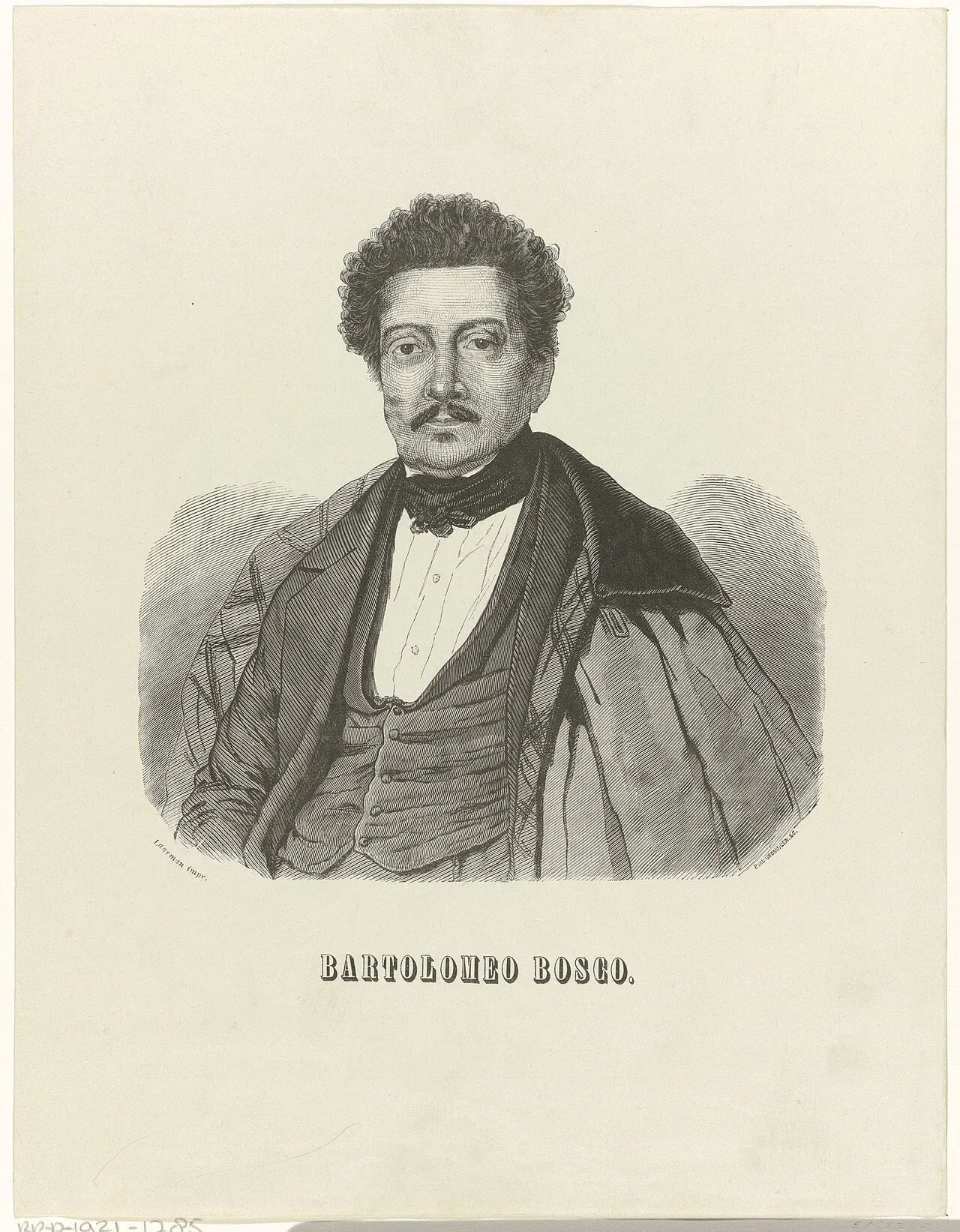 Porträt von Bartolomeo Bosco (1793–1863) – Gedenkseite