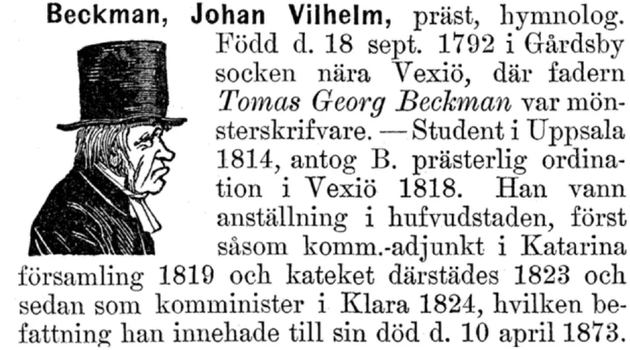 Porträt von Johan Wilhelm Beckman (1792–1873) – Gedenkseite