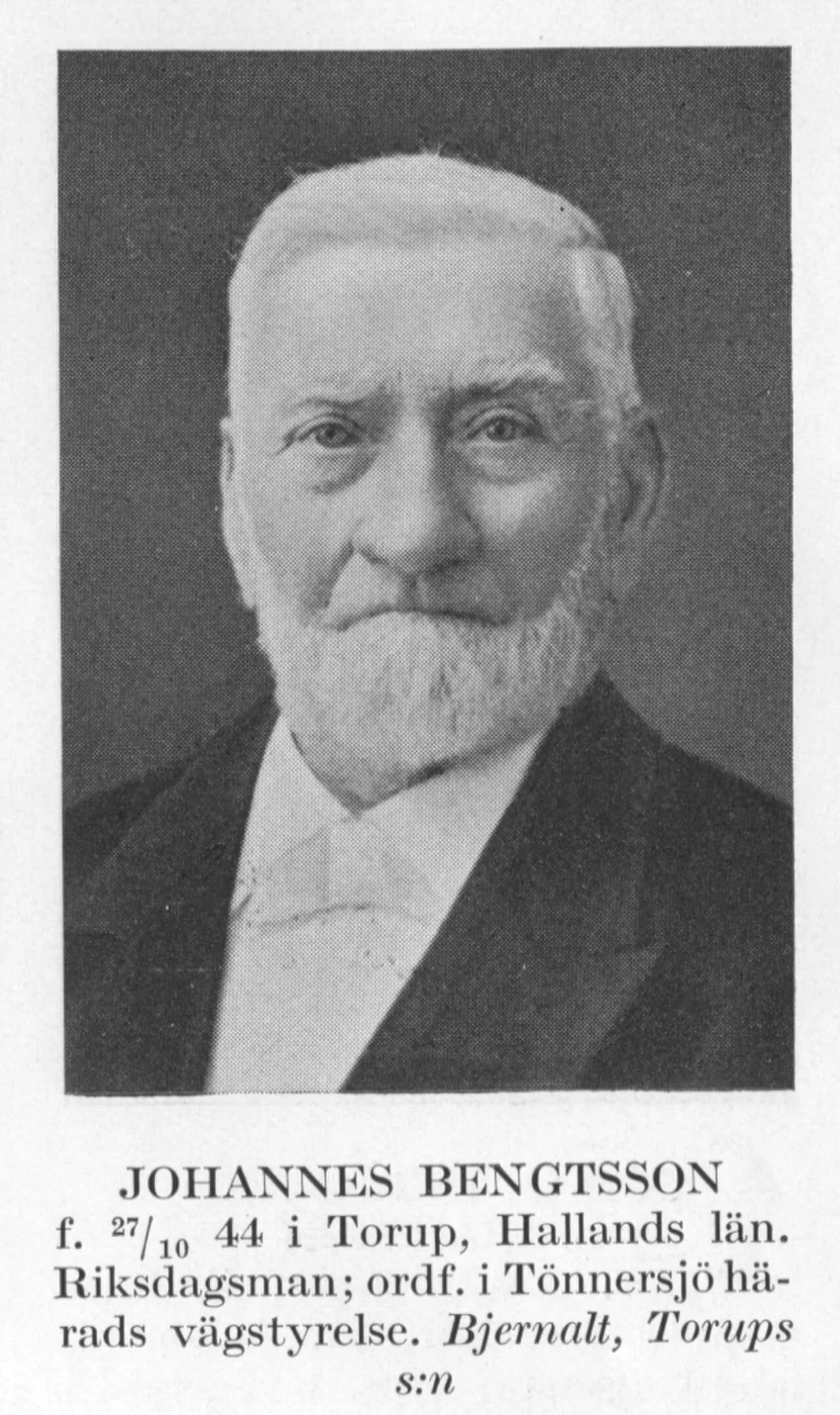 Porträt von Johannes Bengtsson i Bjärnalt (1844–1927) – Gedenkseite