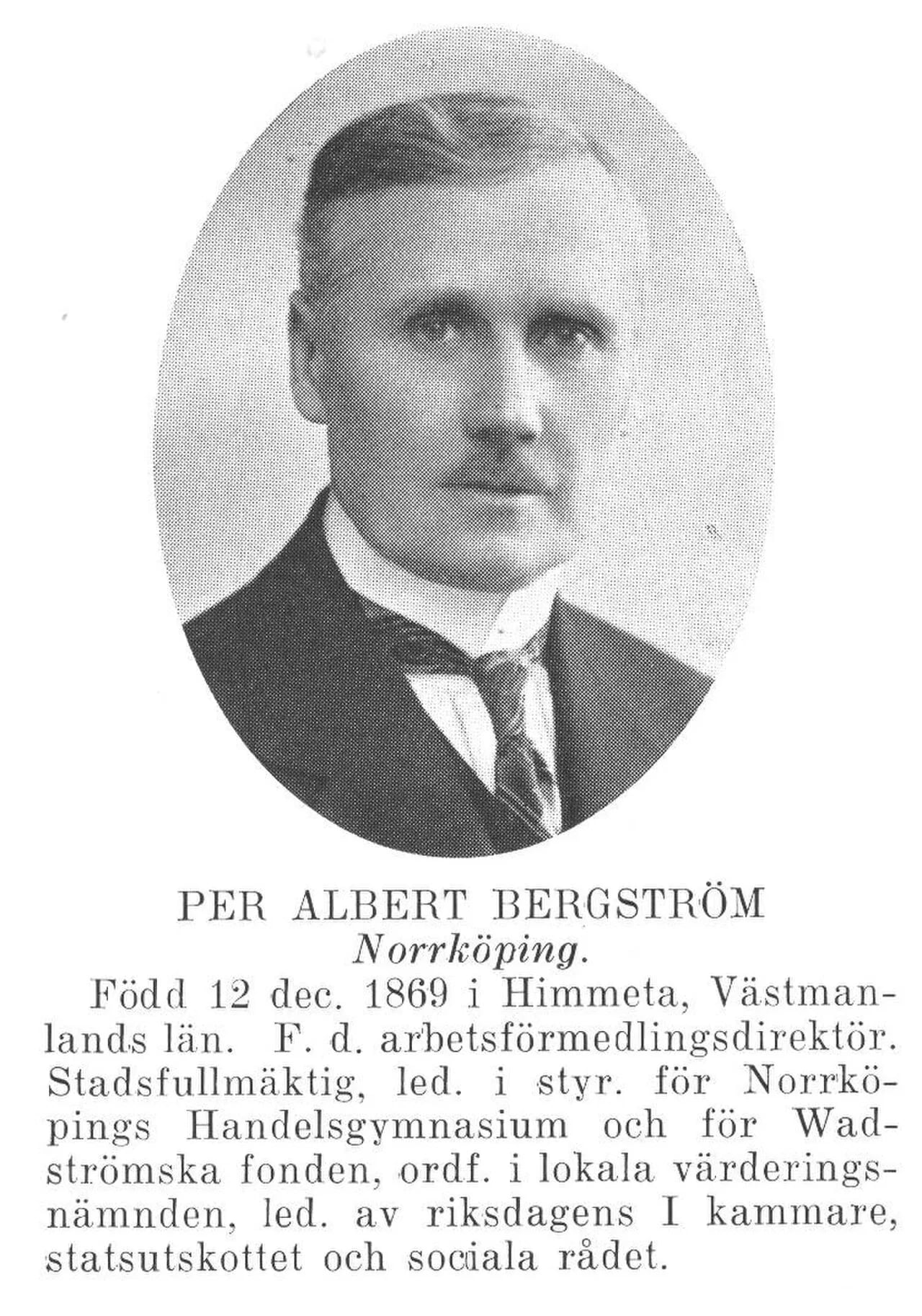 Porträt von Albert Bergström (1869–1943) – Gedenkseite