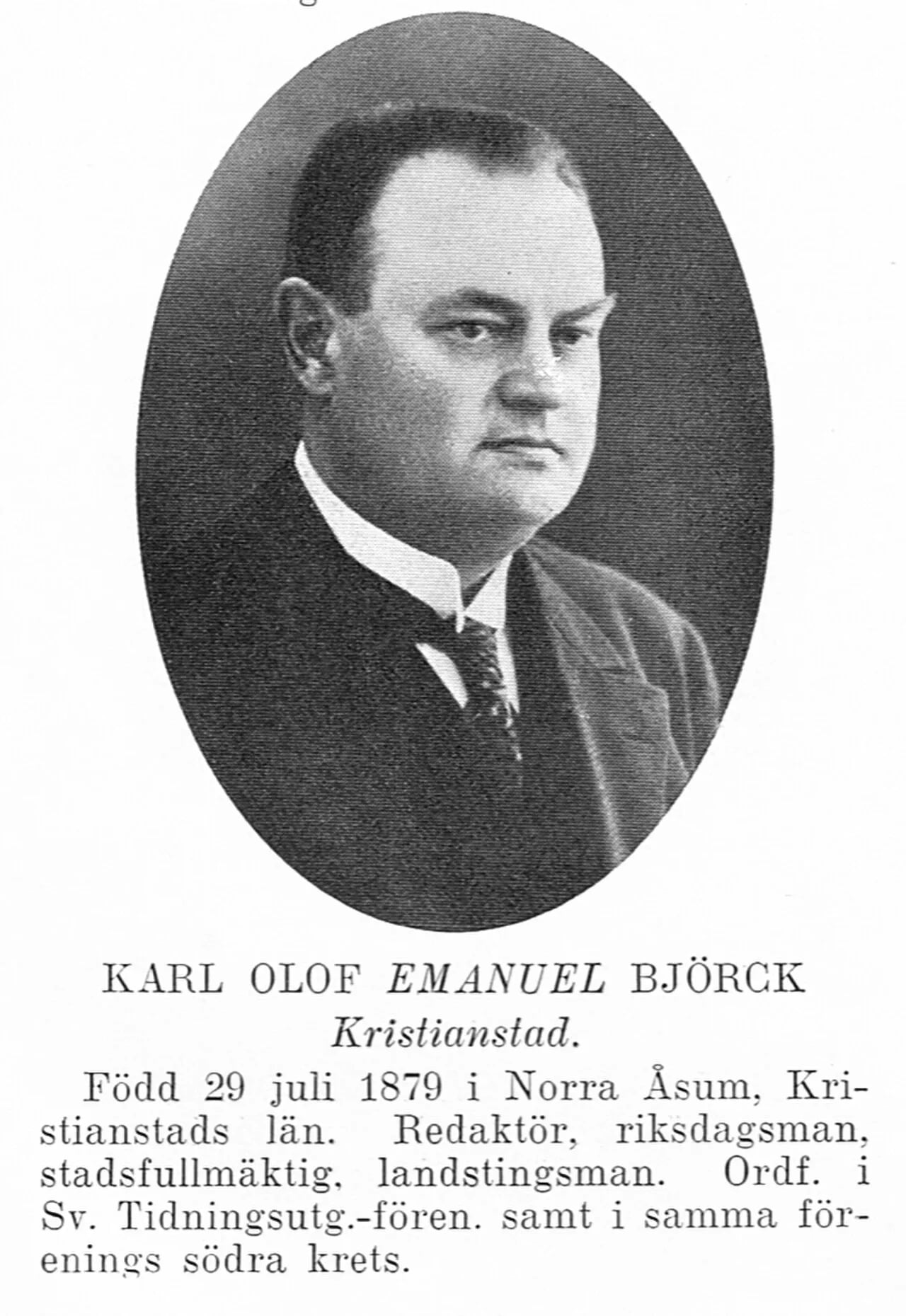 Porträt von Emanuel Björck (1879–1937) – Gedenkseite