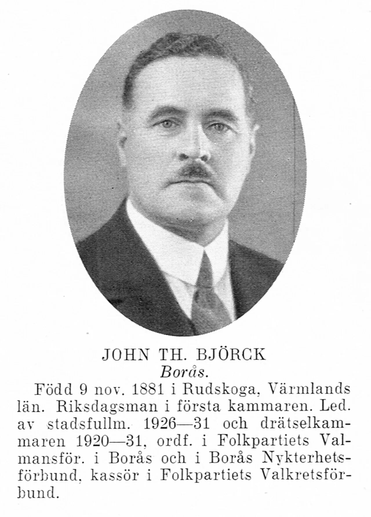 Porträt von John Björck (1881–1964) – Gedenkseite