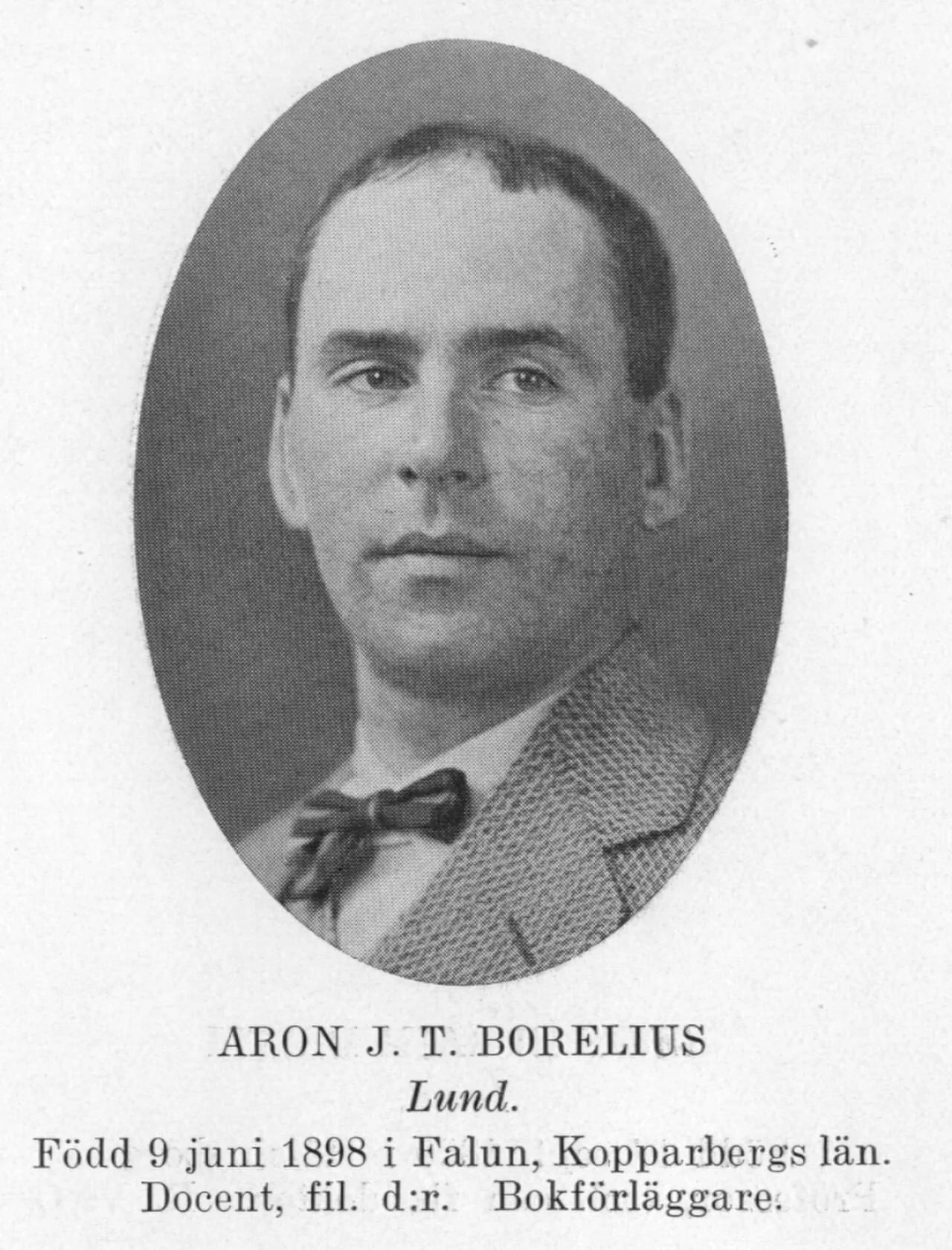 Porträt von Aron J. T. Borelius (1898–1984) – Gedenkseite
