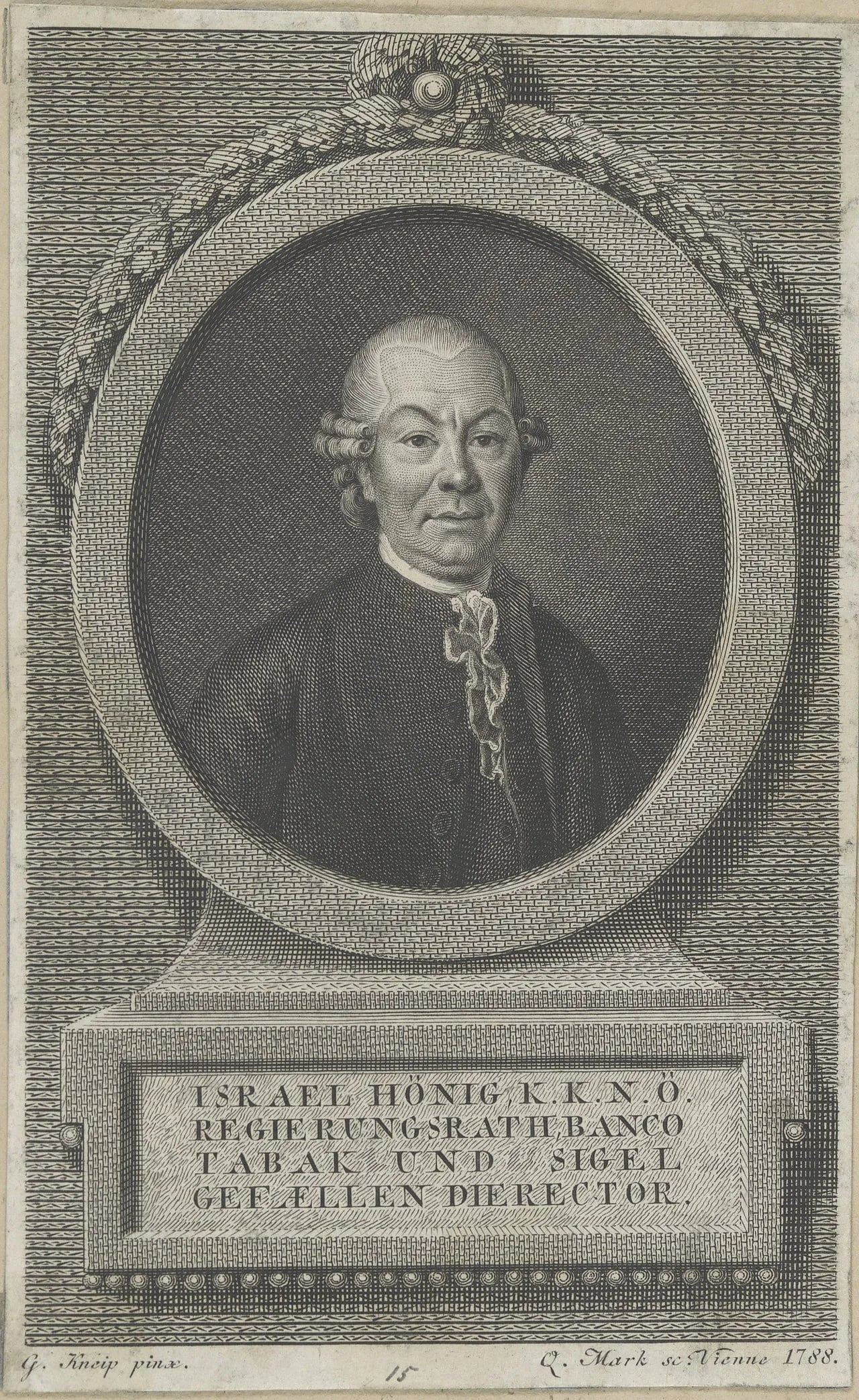 Porträt von Israel Hönig von Hönigsberg (1724–1808) – Gedenkseite