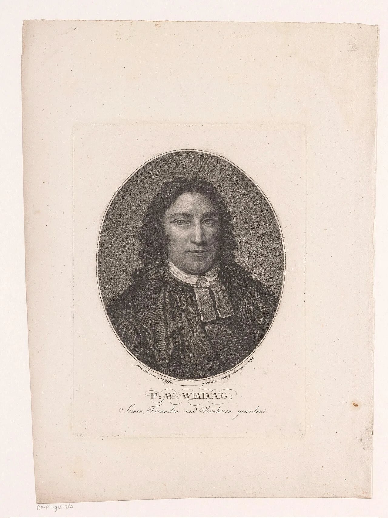Porträt von Friedrich Wilhelm Wedag (1758–1799) – Gedenkseite