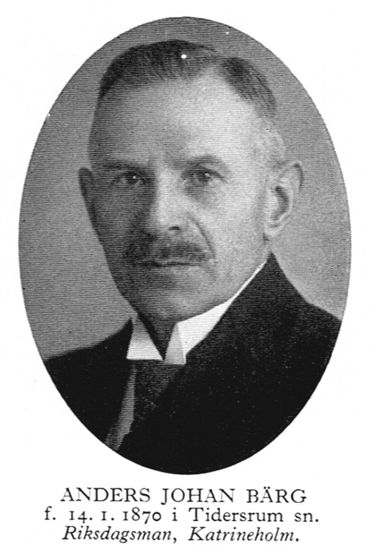 Porträt von Anders Johan Bärg (1870–1947) – Gedenkseite