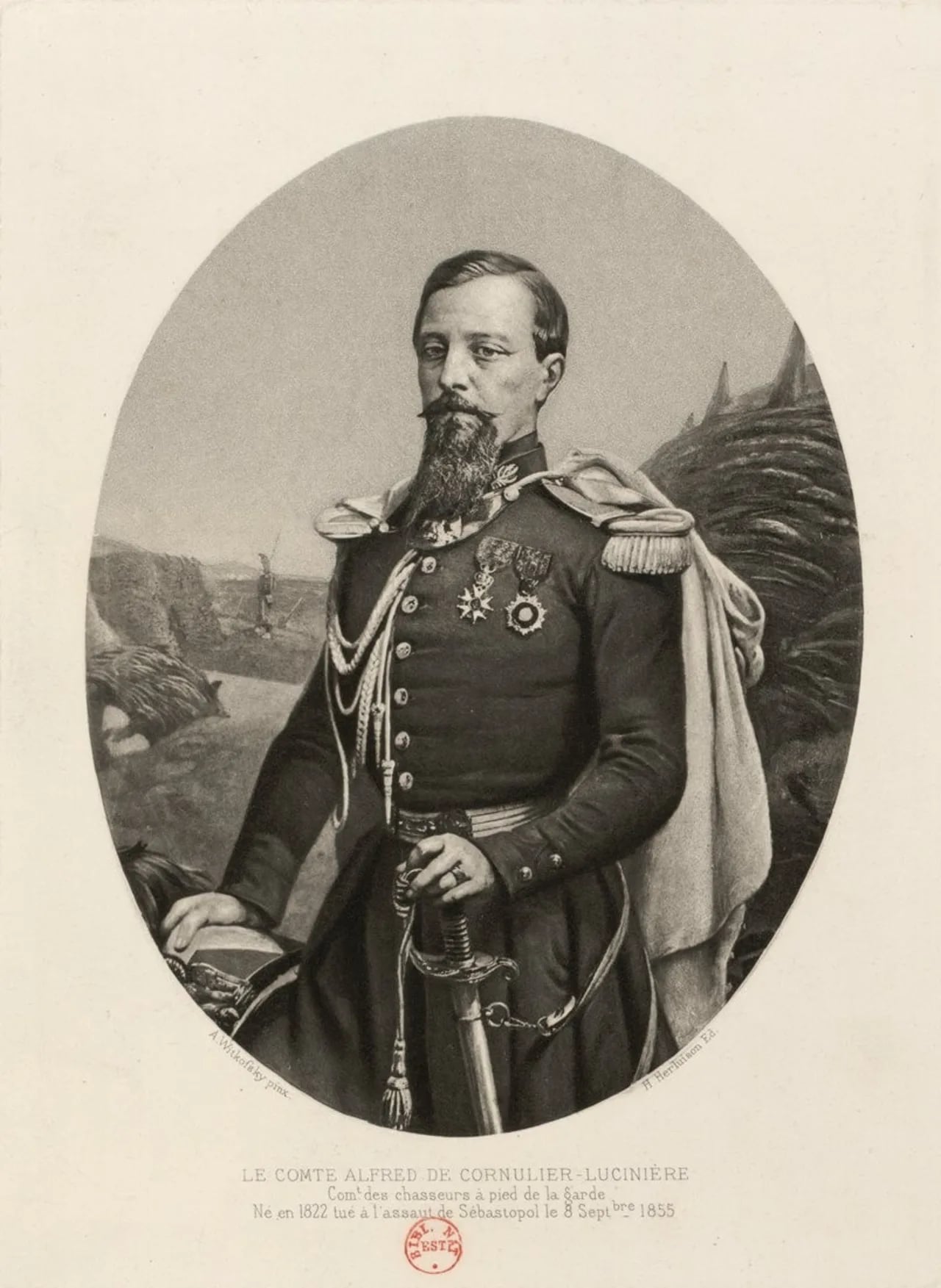 Porträt von Alfred de Cornulier-Lucinière (1822–1855) – Gedenkseite