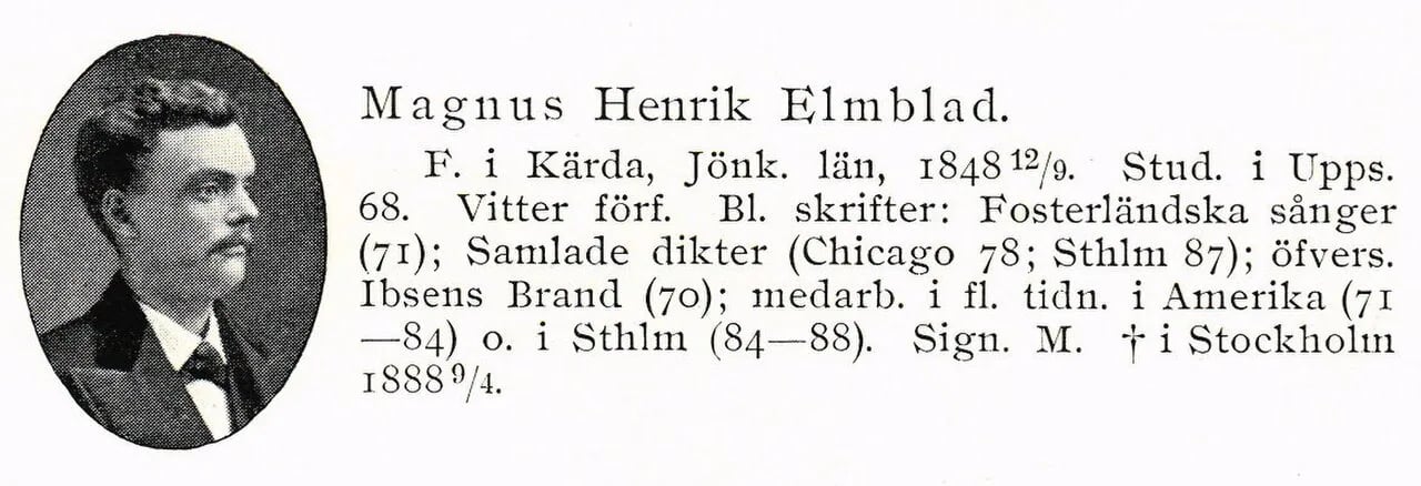 Portrait of Magnus Elmblad (1848–1888) – memorial page