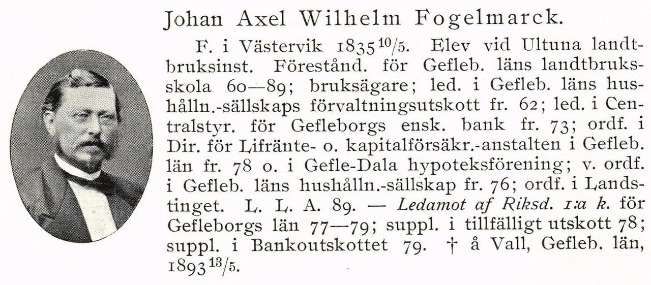 Porträt von Wilhelm Fogelmarck (1835–1893) – Gedenkseite