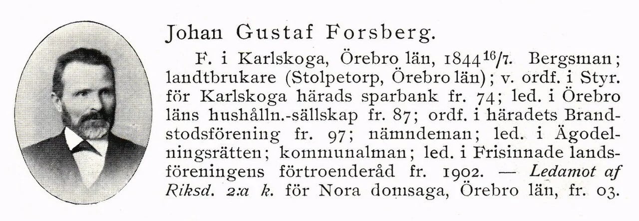 Porträt von Gustaf Forsberg (1844–1925) – Gedenkseite