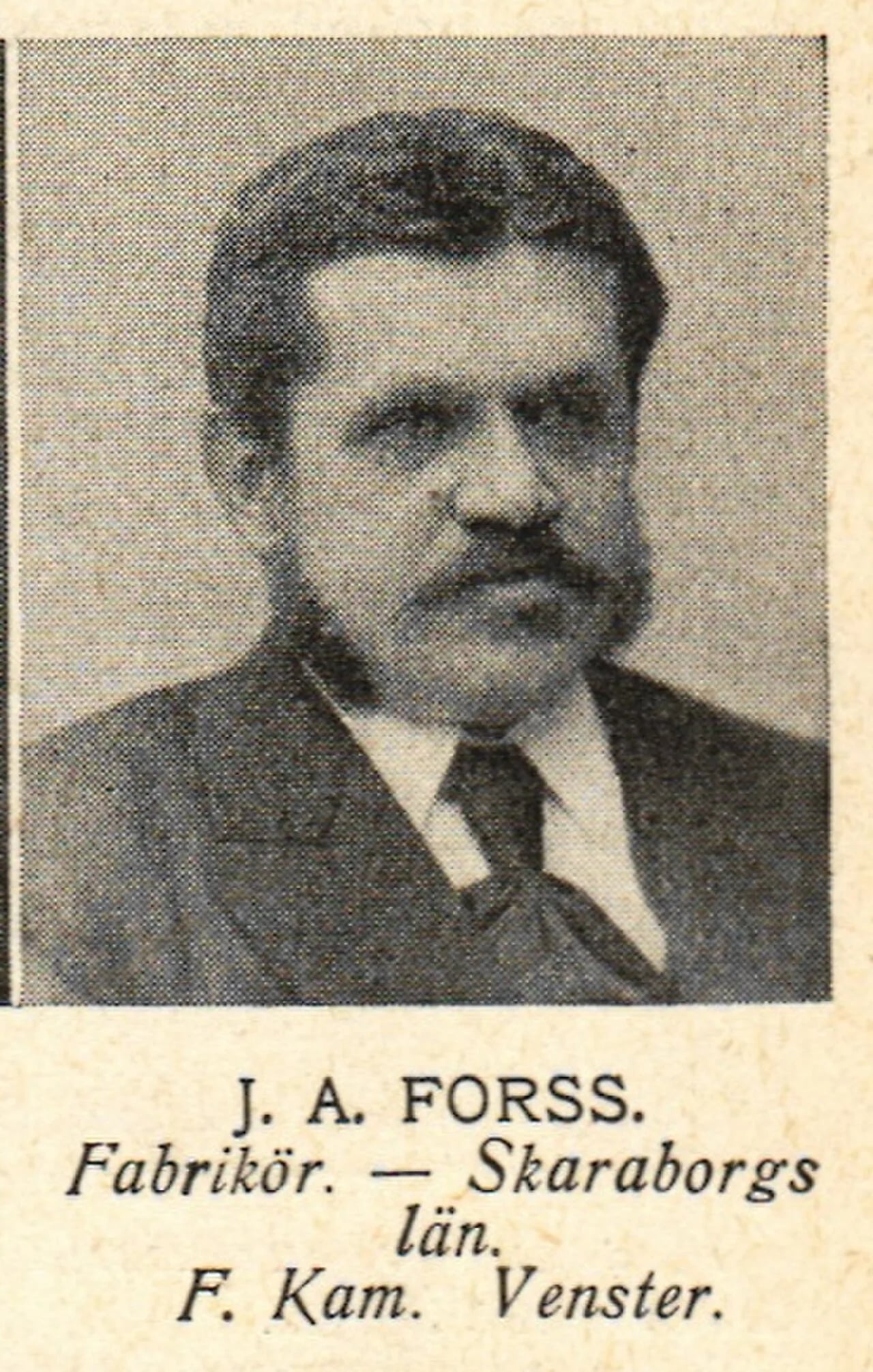 Portrait of Johan August Forss (1855–1936) – memorial page
