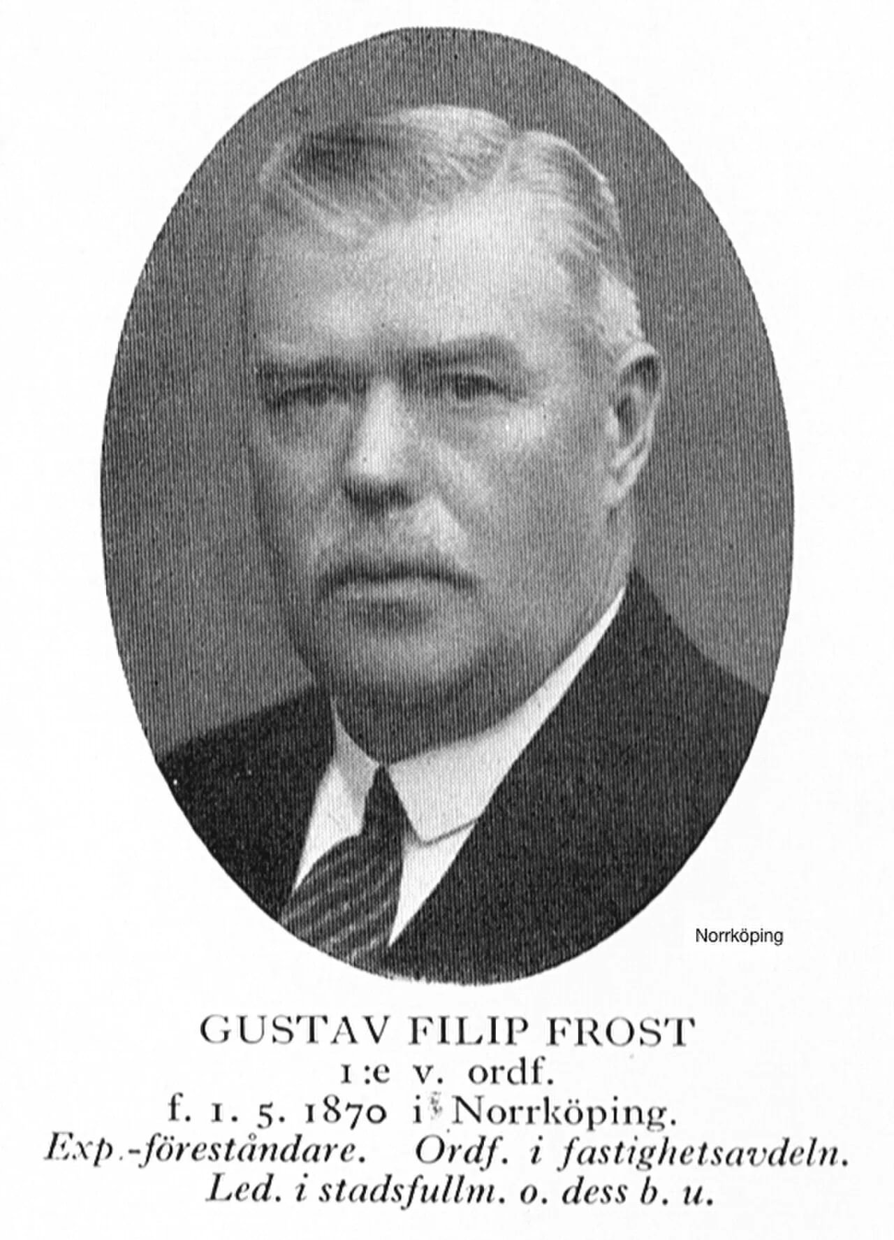 Porträt von Gustaf Filip Frost (1870–1937) – Gedenkseite