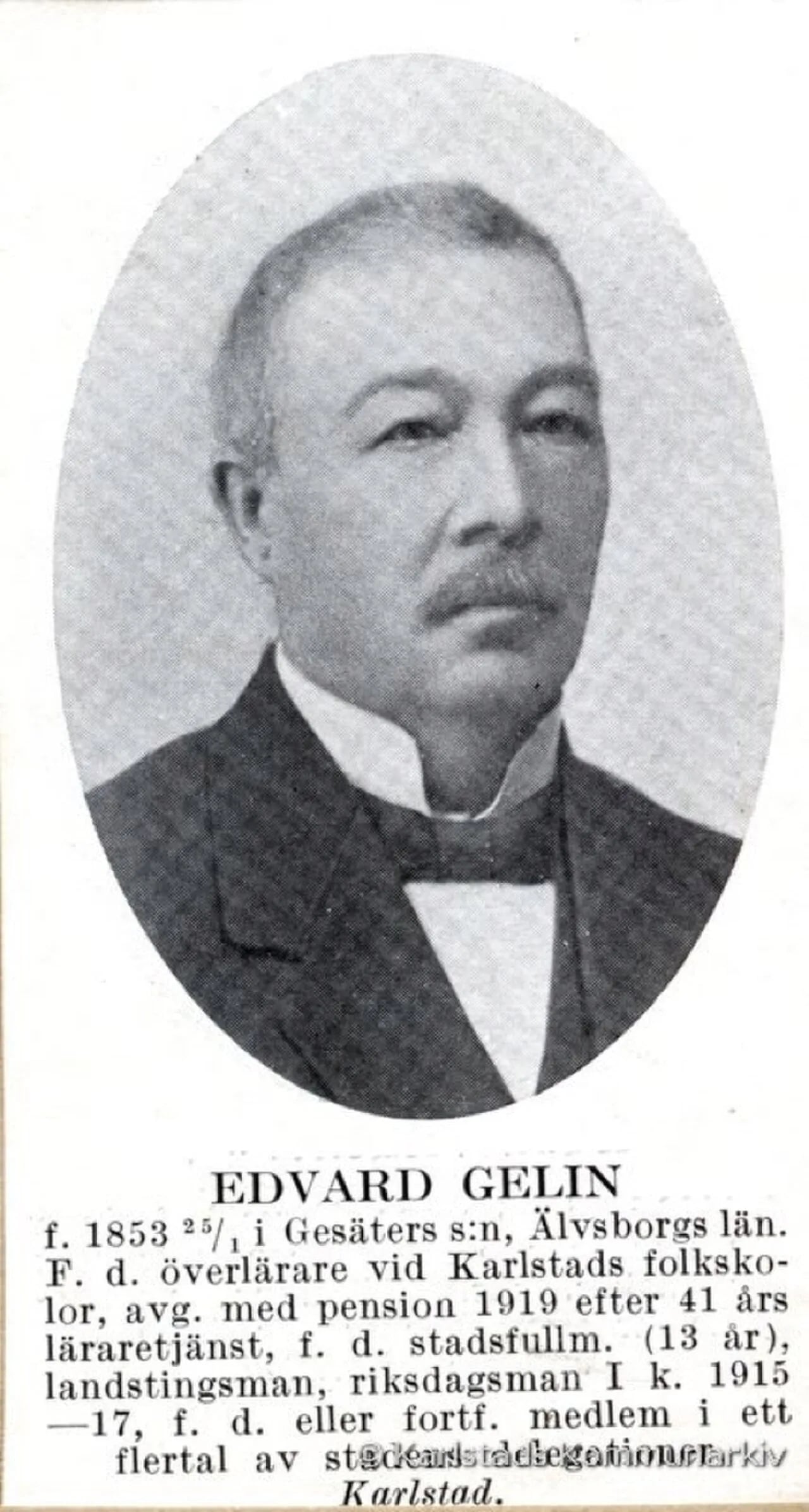 Porträt von Edvard Gelin (1853–1927) – Gedenkseite