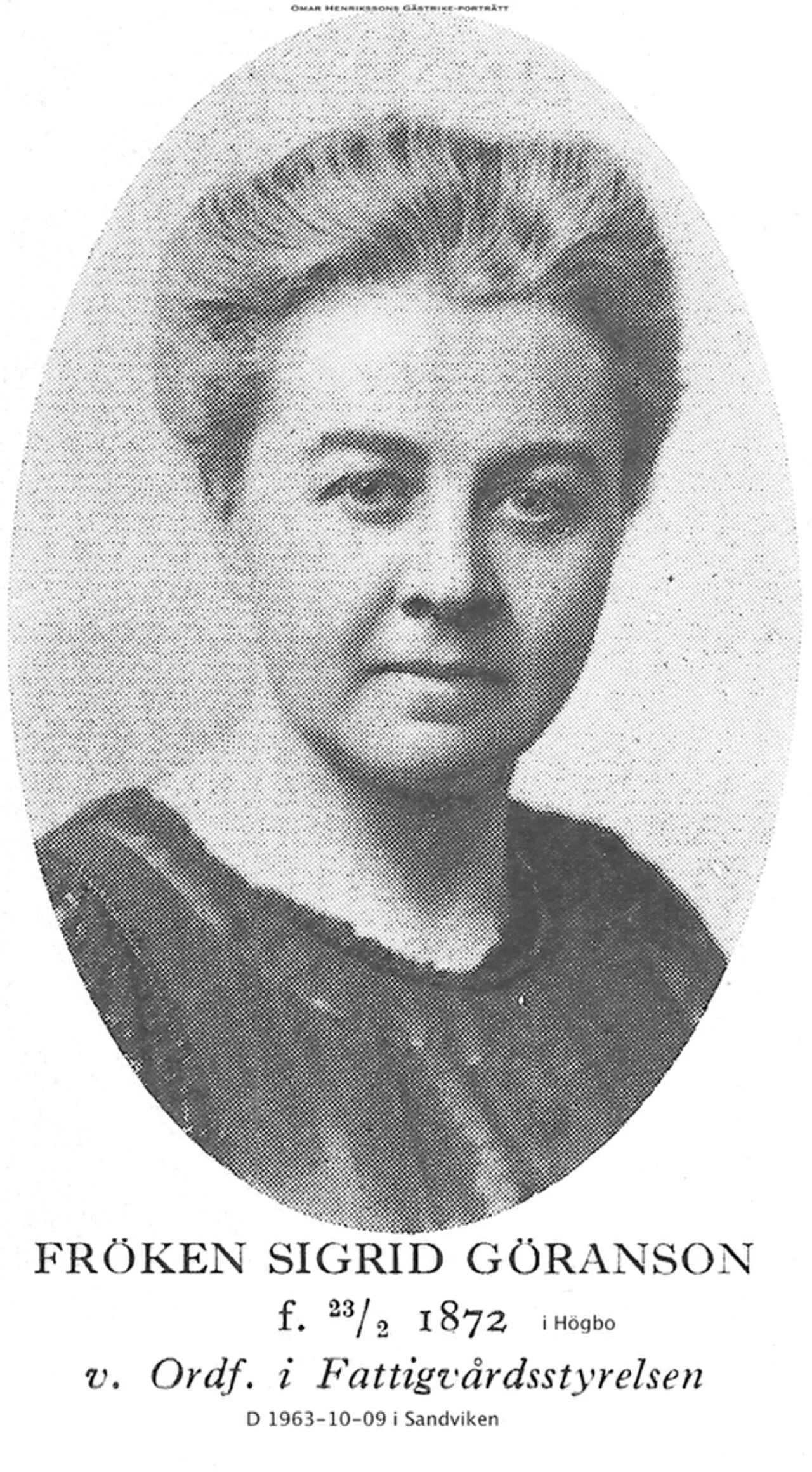 Portrait of Sigrid Göransson (1872–1963) – memorial page