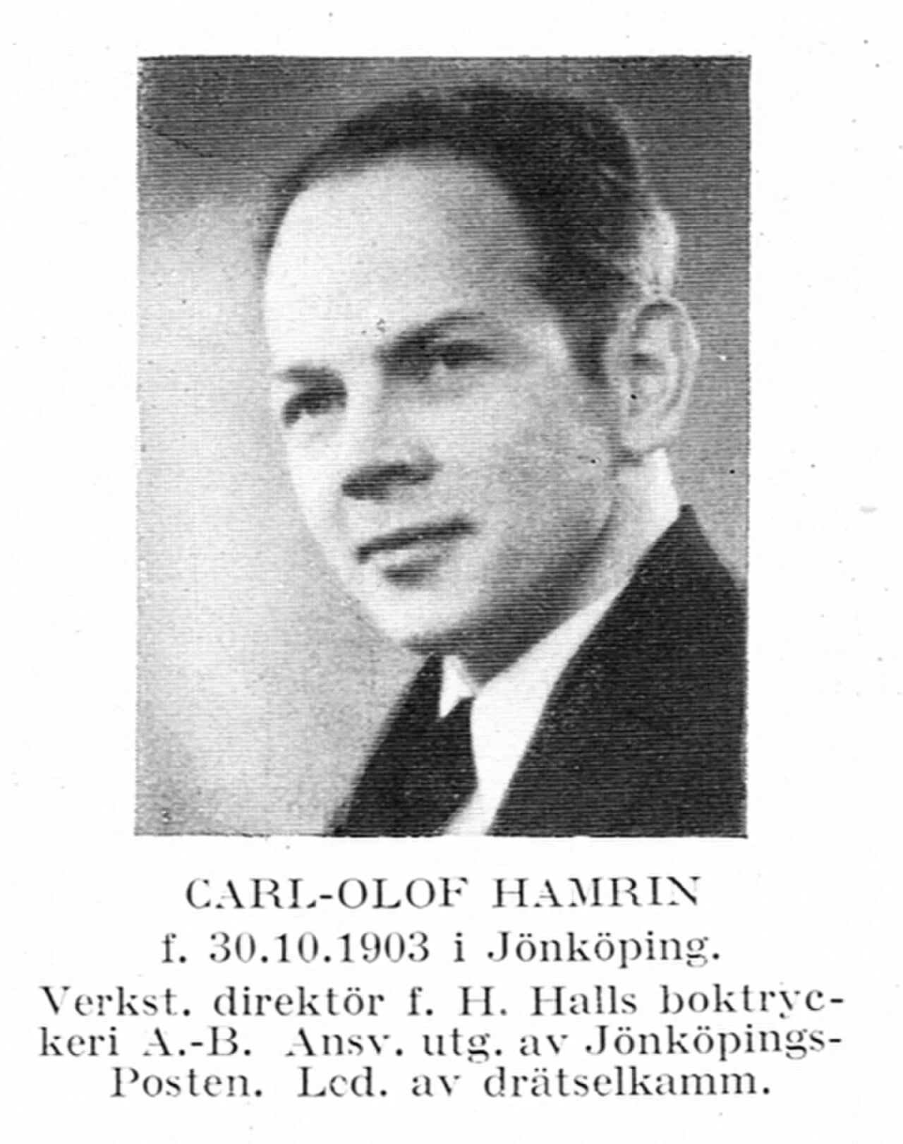 Portrait of Carl-Olof Hamrin (1903–1970) – memorial page