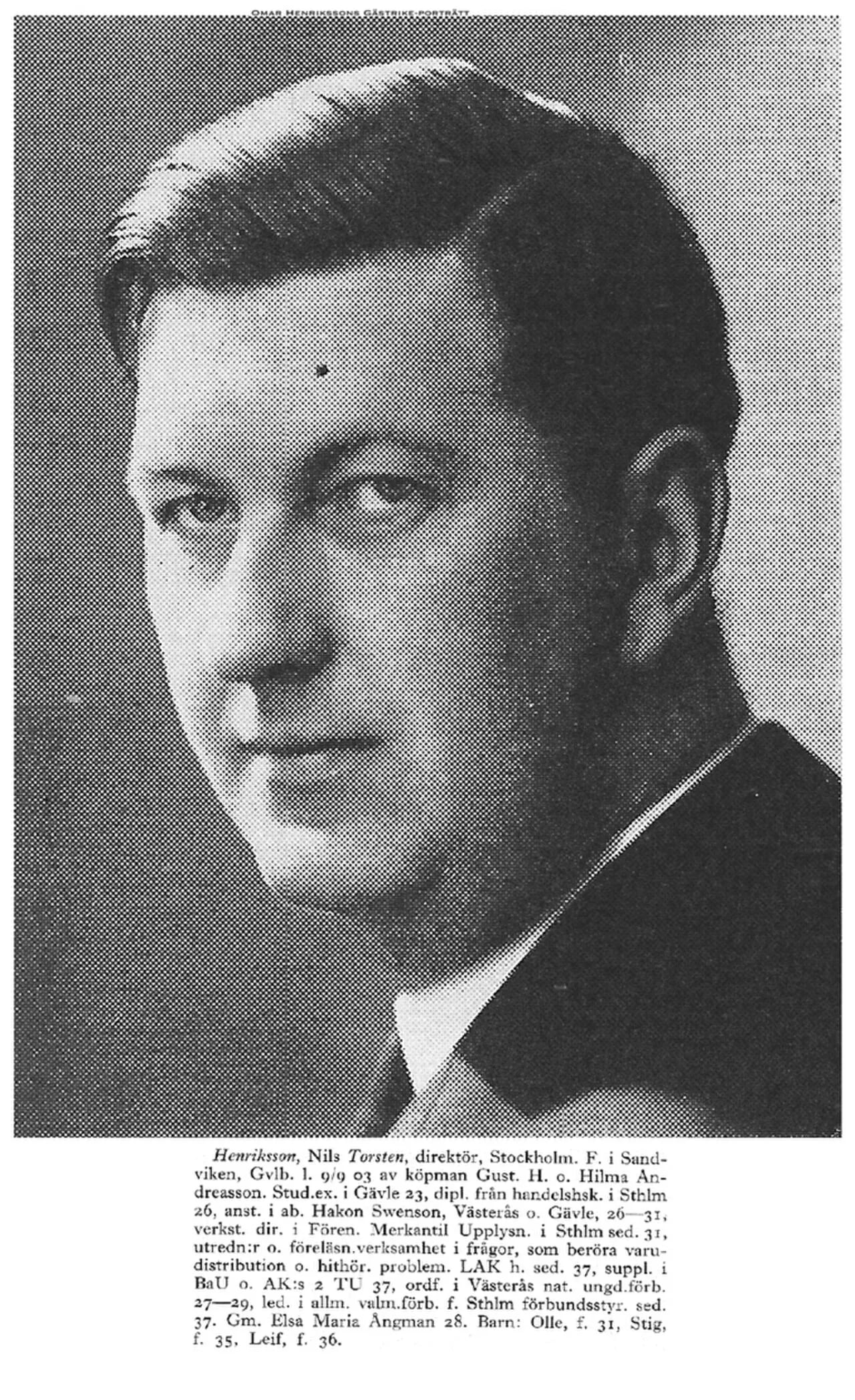 Portrait of Torsten Henriksson (1903–1962) – memorial page