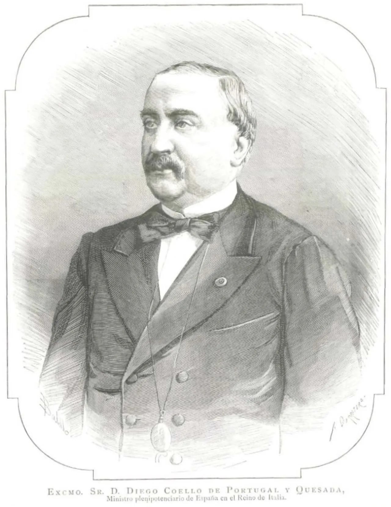 Porträt von Diego Coello de Portugal y Quesada (1820–1897) – Gedenkseite