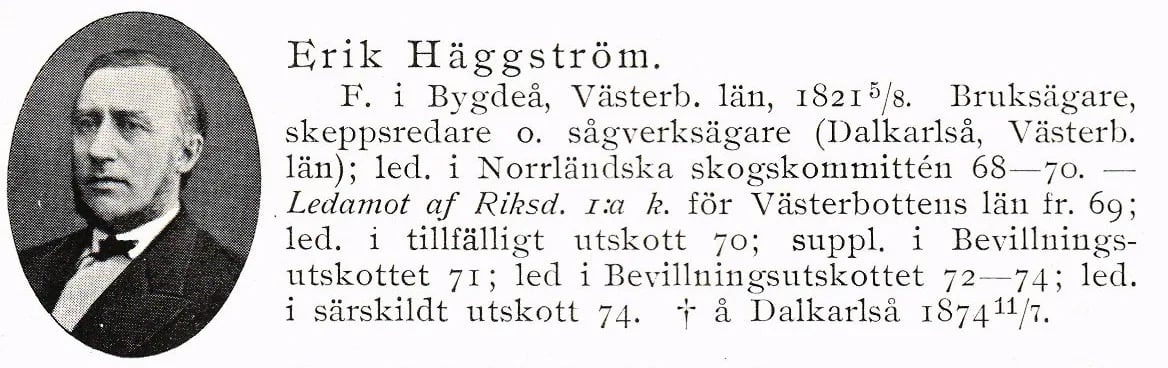Portrait of Erik Häggström (1821–1874) – memorial page