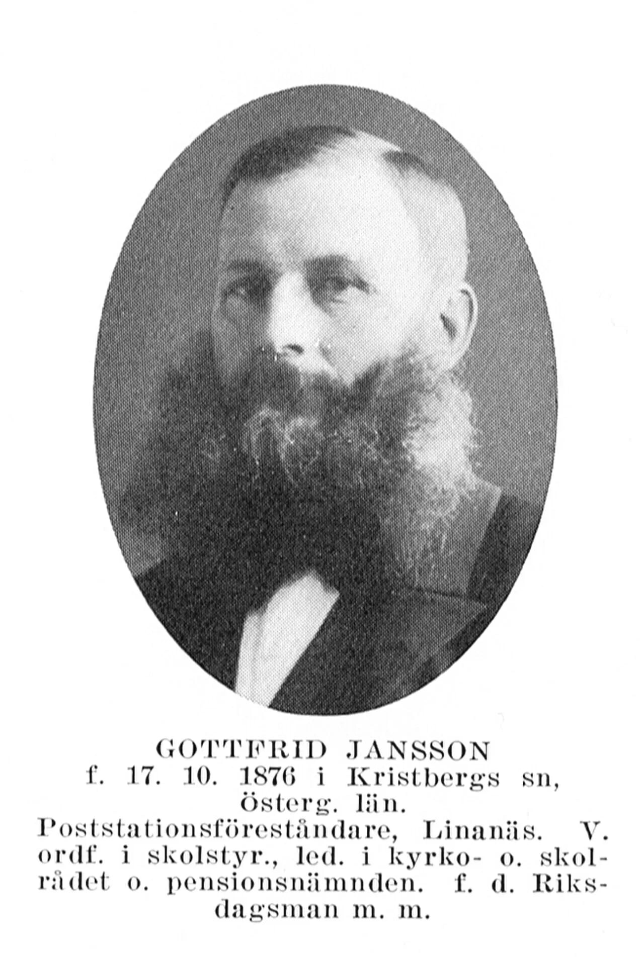 Porträt von Gottfrid Jansson (1876–1944) – Gedenkseite