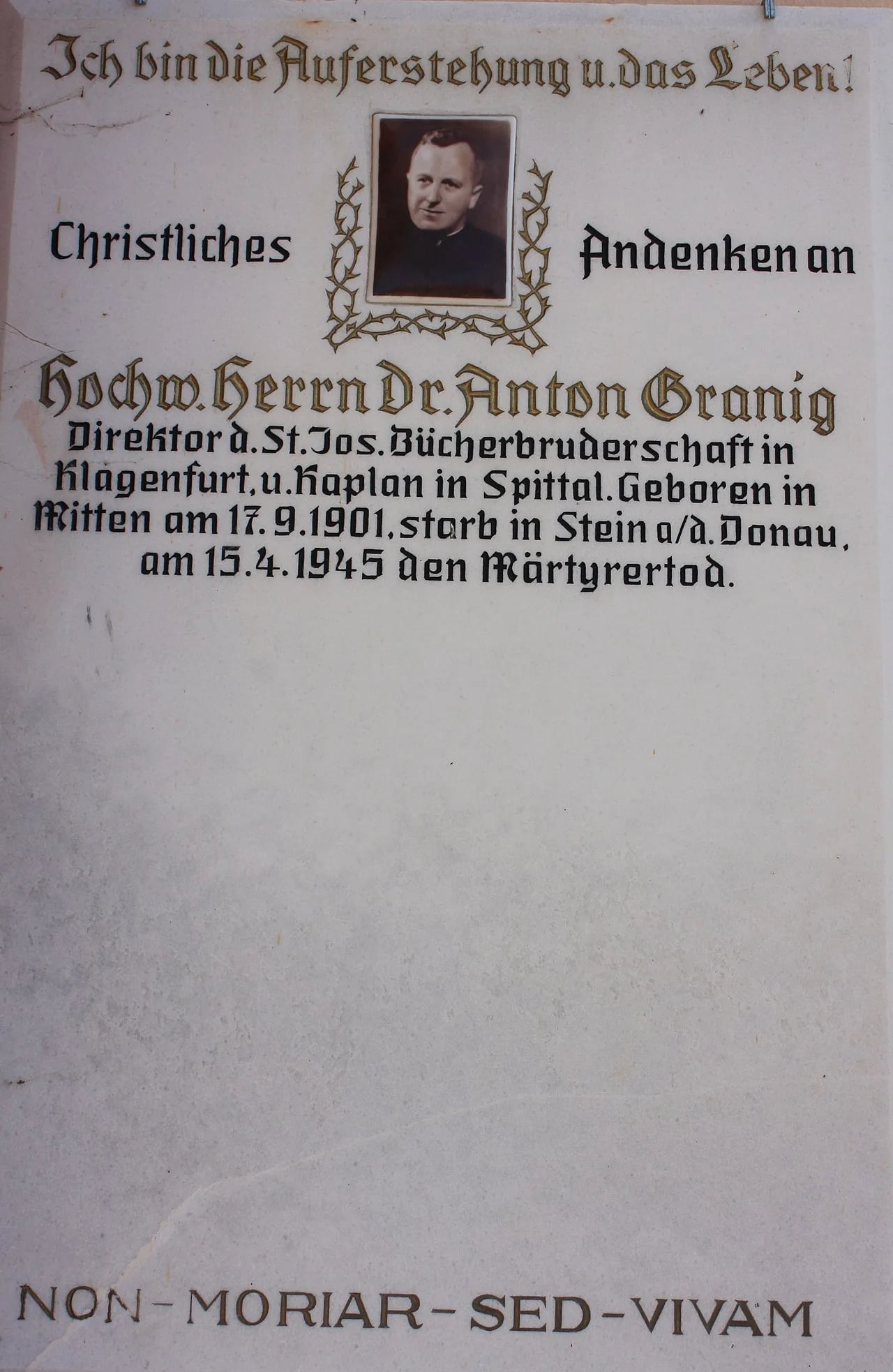 Portrait of Anton Granig (1901–1945) – memorial page