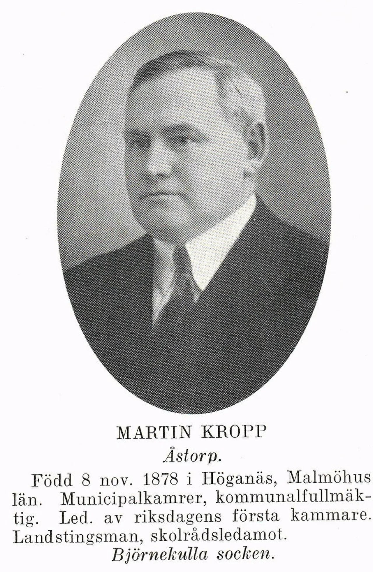 Porträt von Martin Kropp (1878–1931) – Gedenkseite
