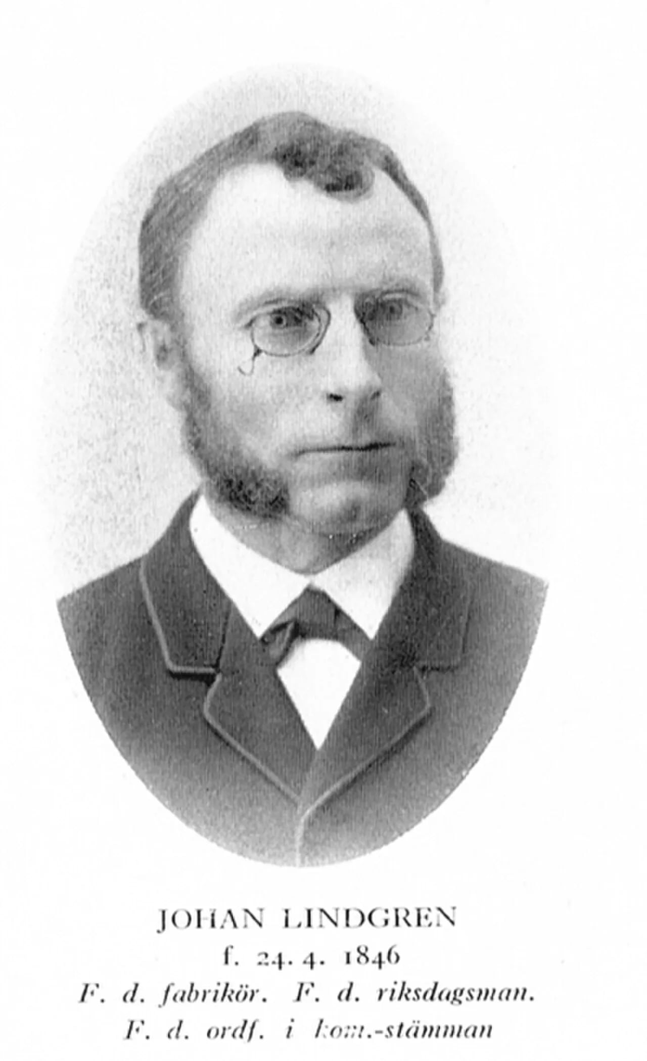 Porträt von Johan Lindgren (1846–1932) – Gedenkseite