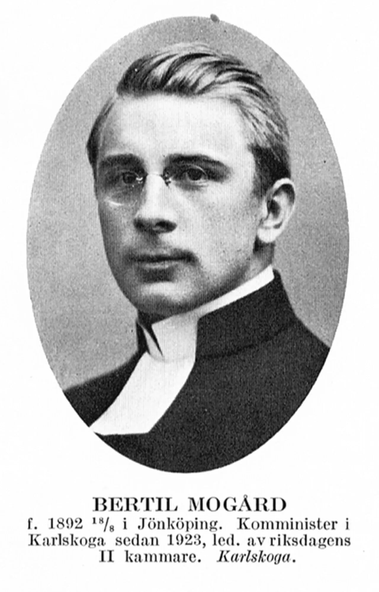 Porträt von Bertil Mogård (1892–1970) – Gedenkseite