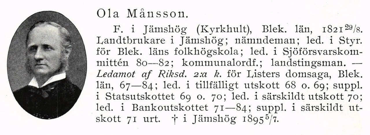 Portrait of Ola Månsson (1821–1895) – memorial page