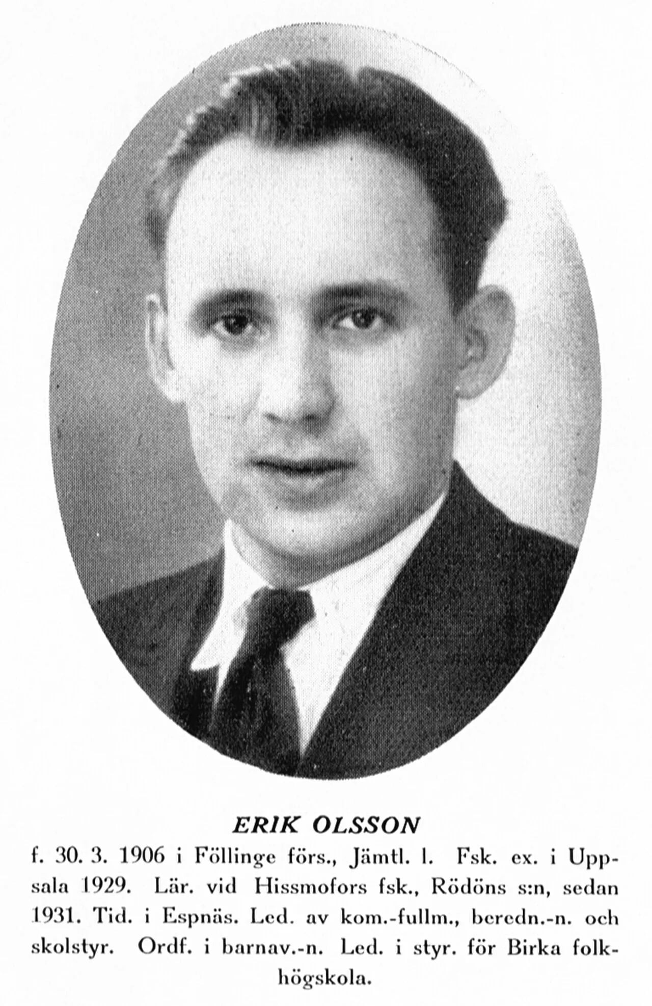 Portrait of Erik Olsson i Krokom (1906–1982) – memorial page