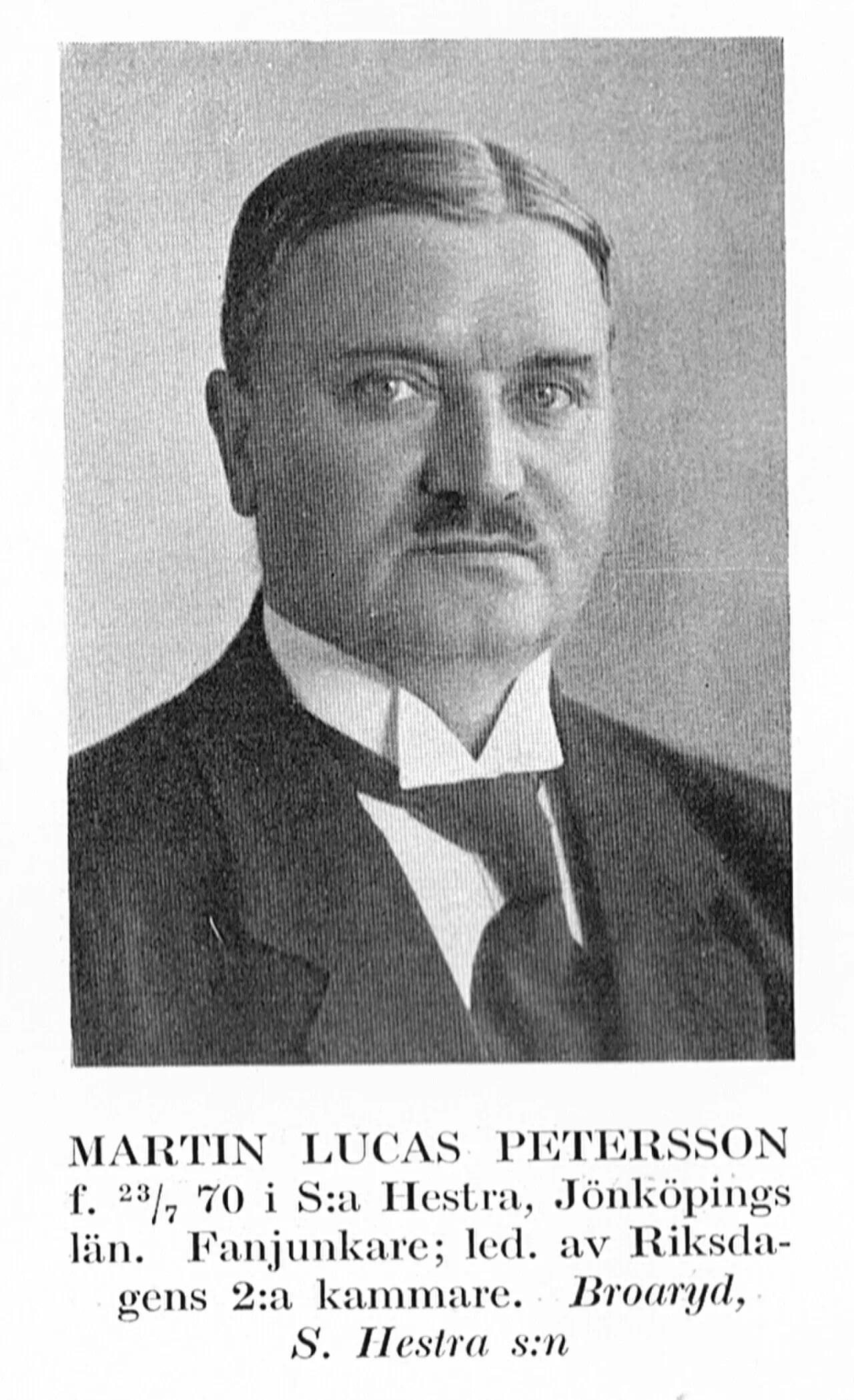 Portrait of Lucas Petersson (1870–1941) – memorial page