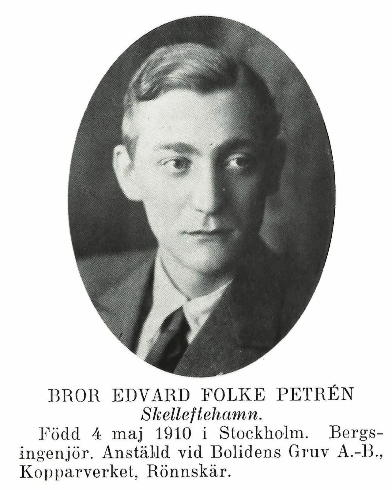 Porträt von Folke Petrén (1910–1960) – Gedenkseite