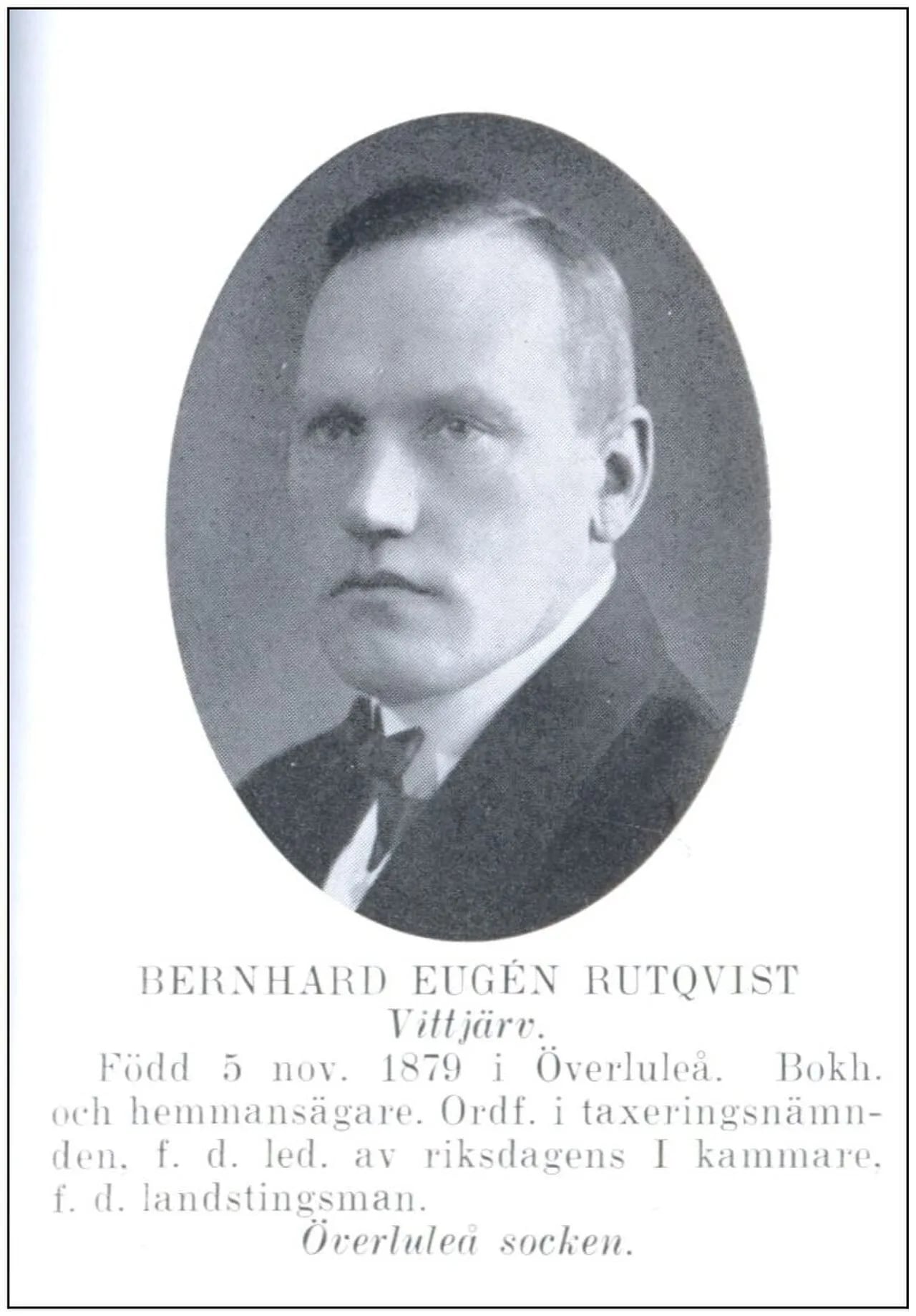 Porträt von Bernhard Rutqvist (1879–1968) – Gedenkseite
