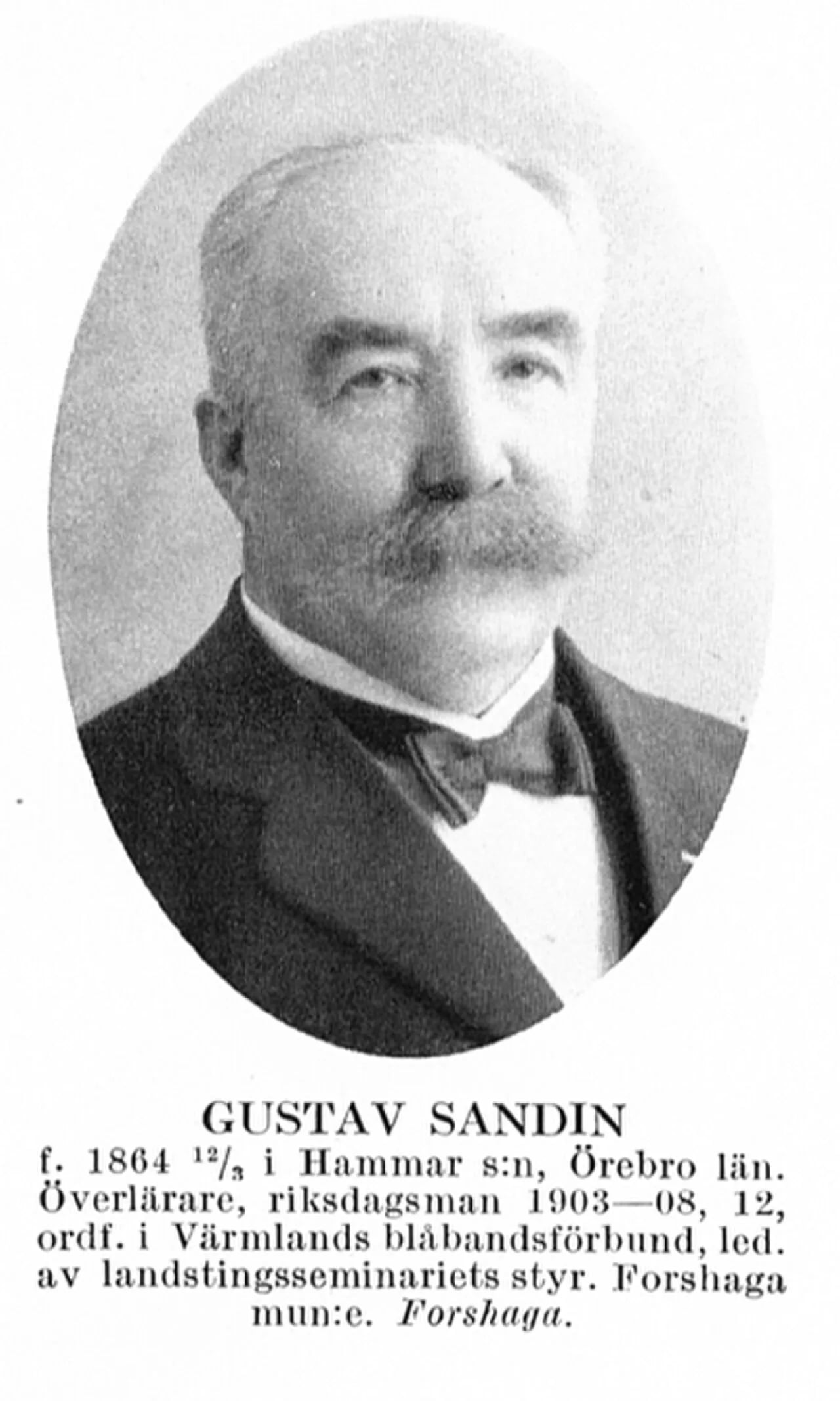 Porträt von Gustaf Sandin (1864–1941) – Gedenkseite