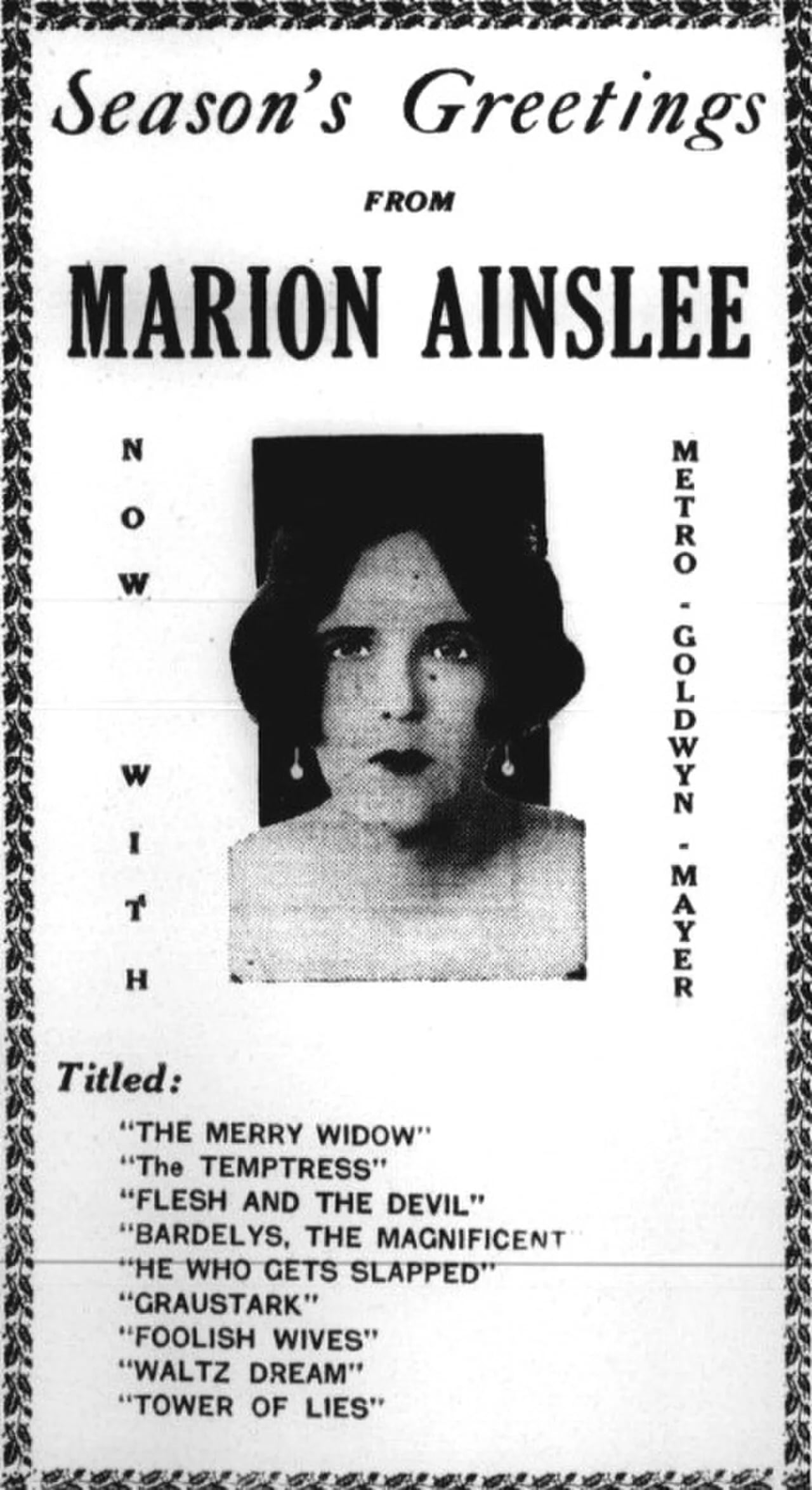 Portrait of Marian Ainslee (1896–1966) – memorial page