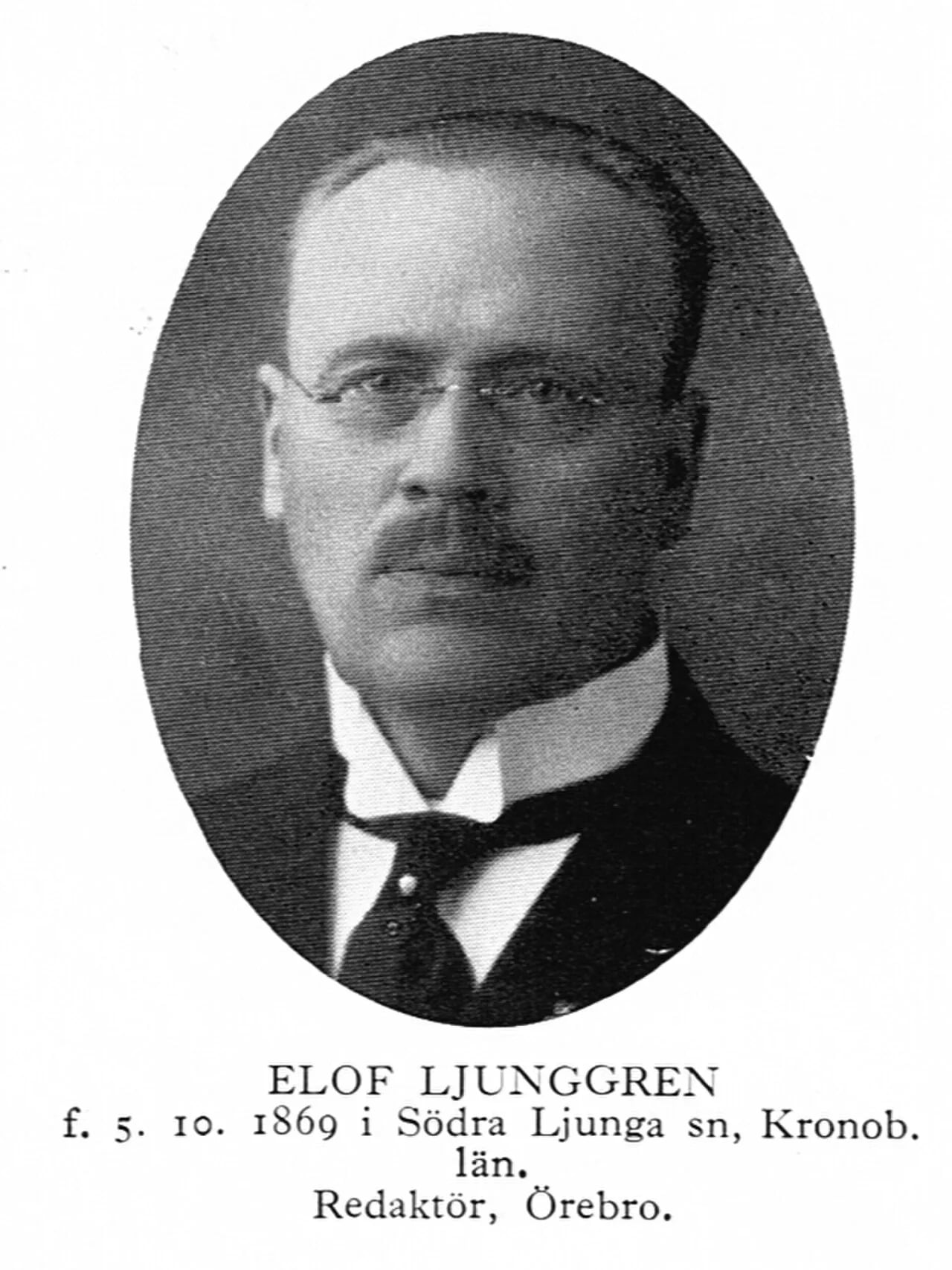Portrait of Elof Ljunggren (1869–1953) – memorial page