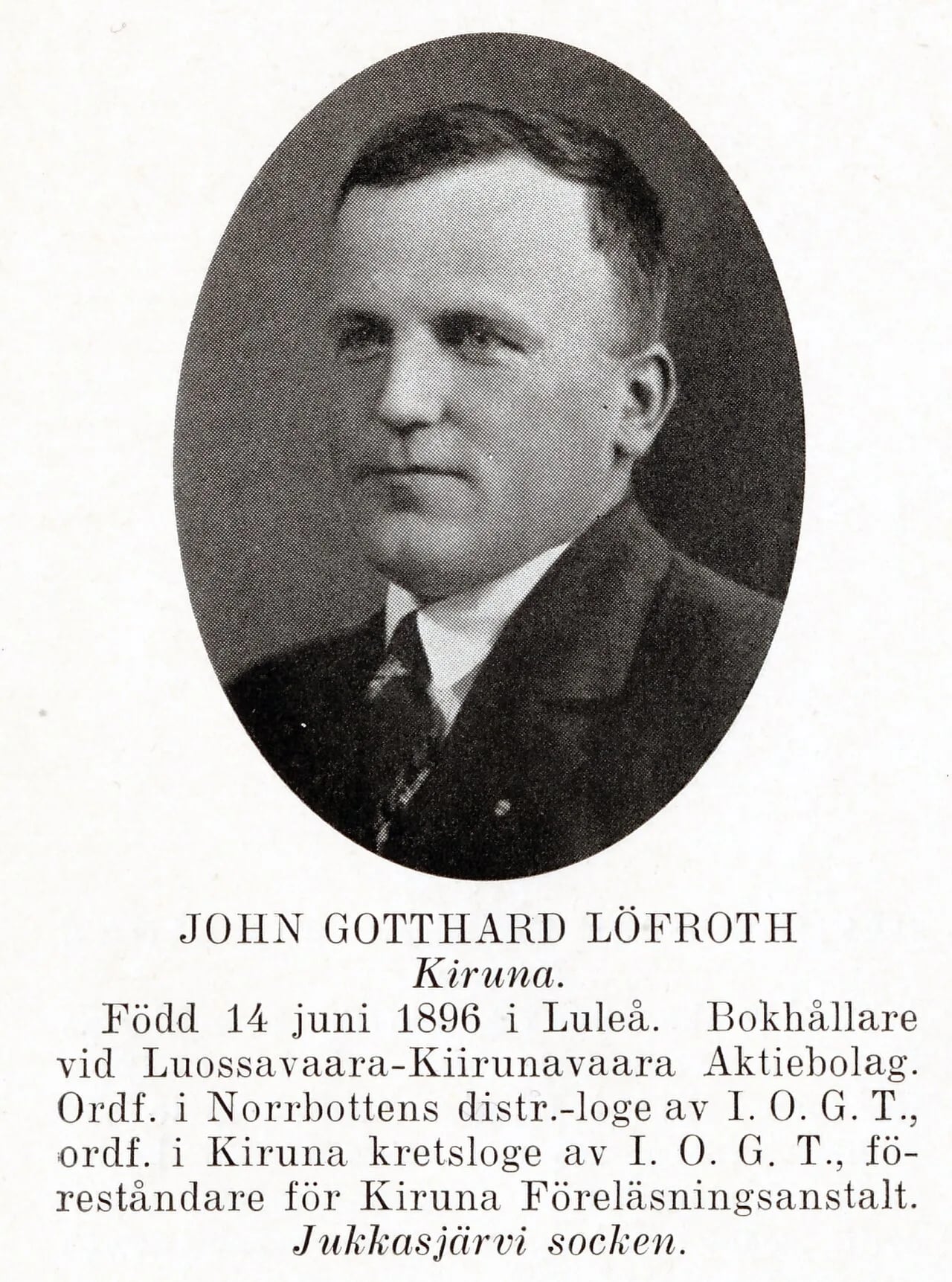 Porträt von John Löfroth (1896–1966) – Gedenkseite