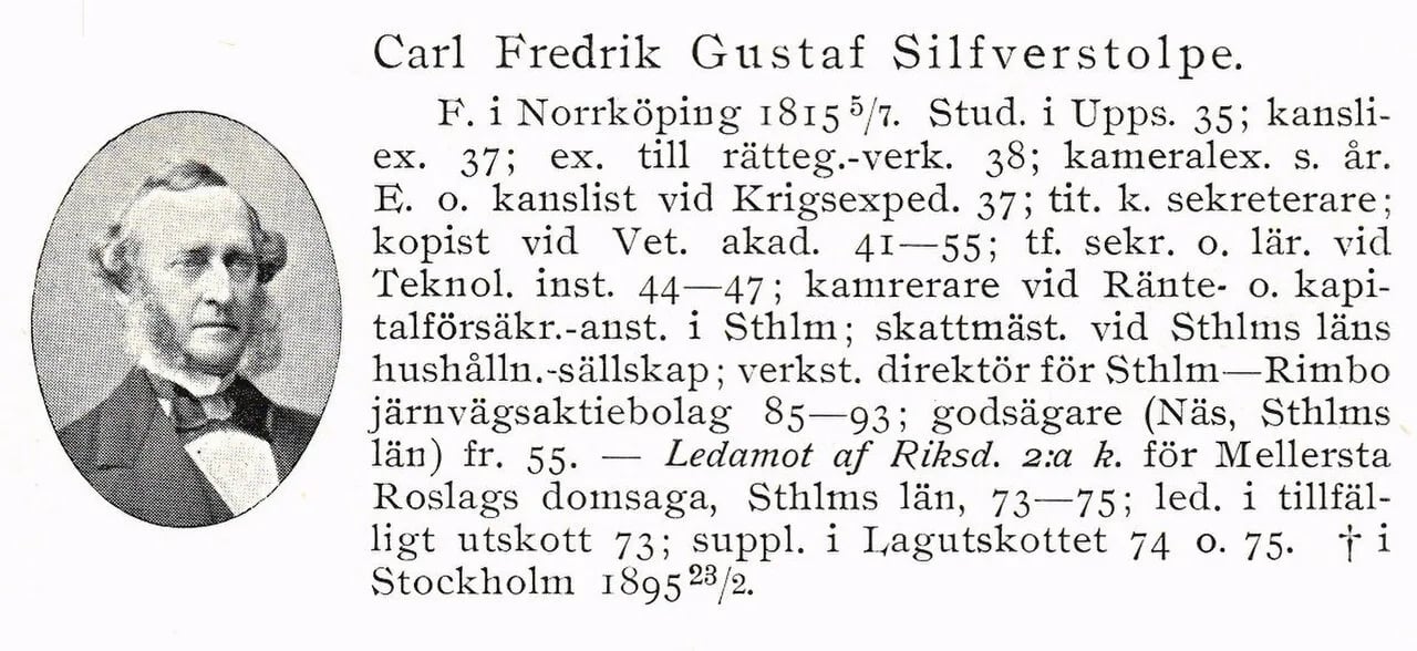 Portrait of Gustaf Silfverstolpe (1815–1895) – memorial page