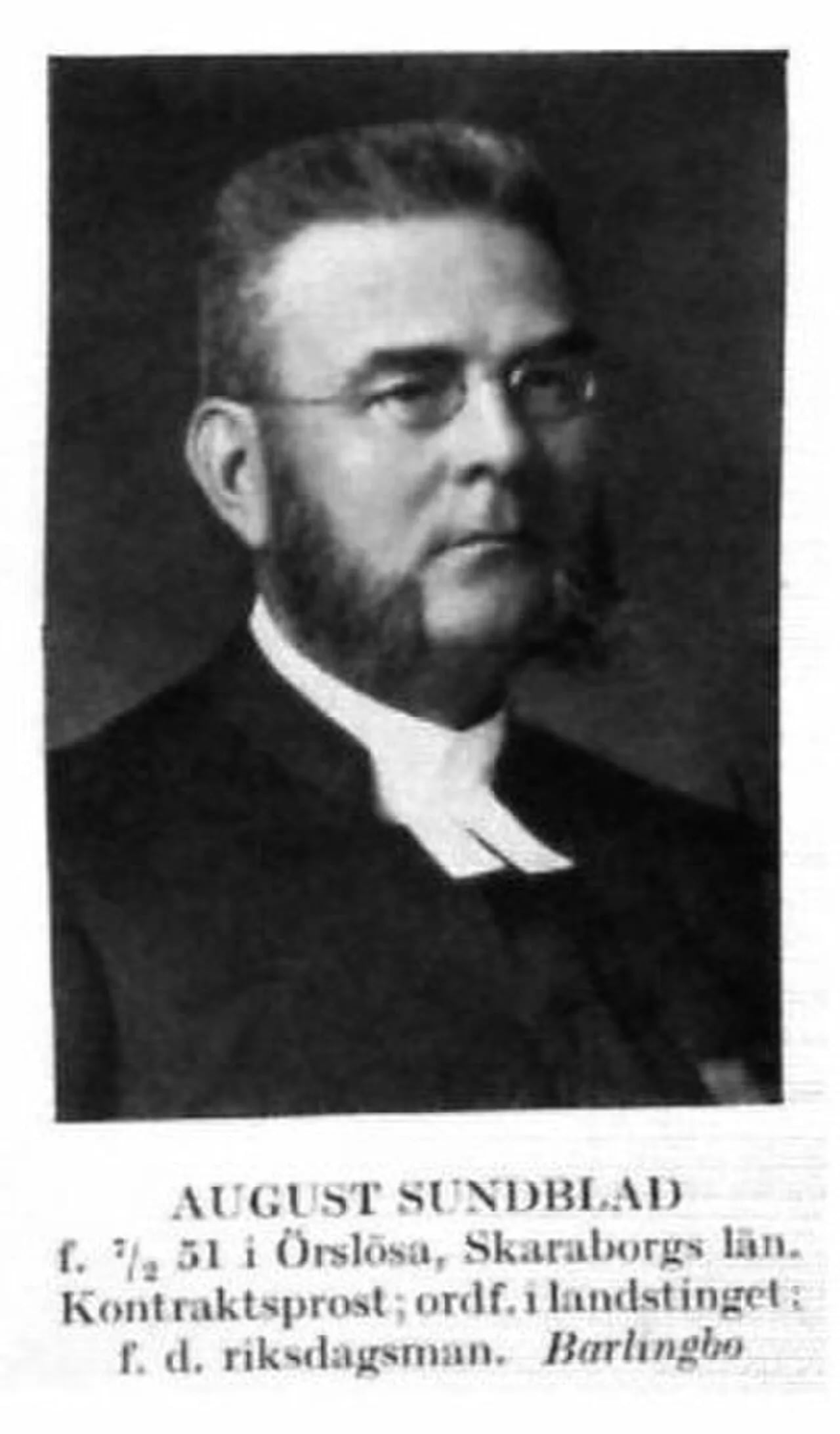 Porträt von August Sundblad (1851–1934) – Gedenkseite